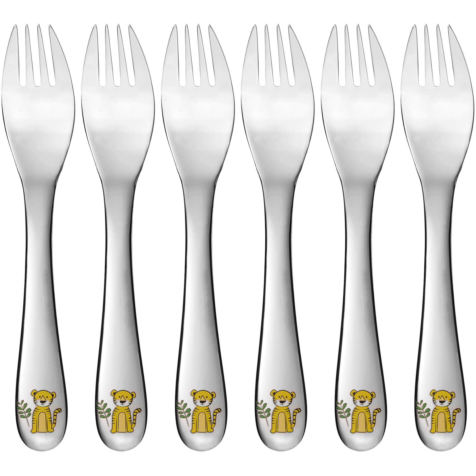 Kindergabel, 6-teilig, Edelstahl, Tiger