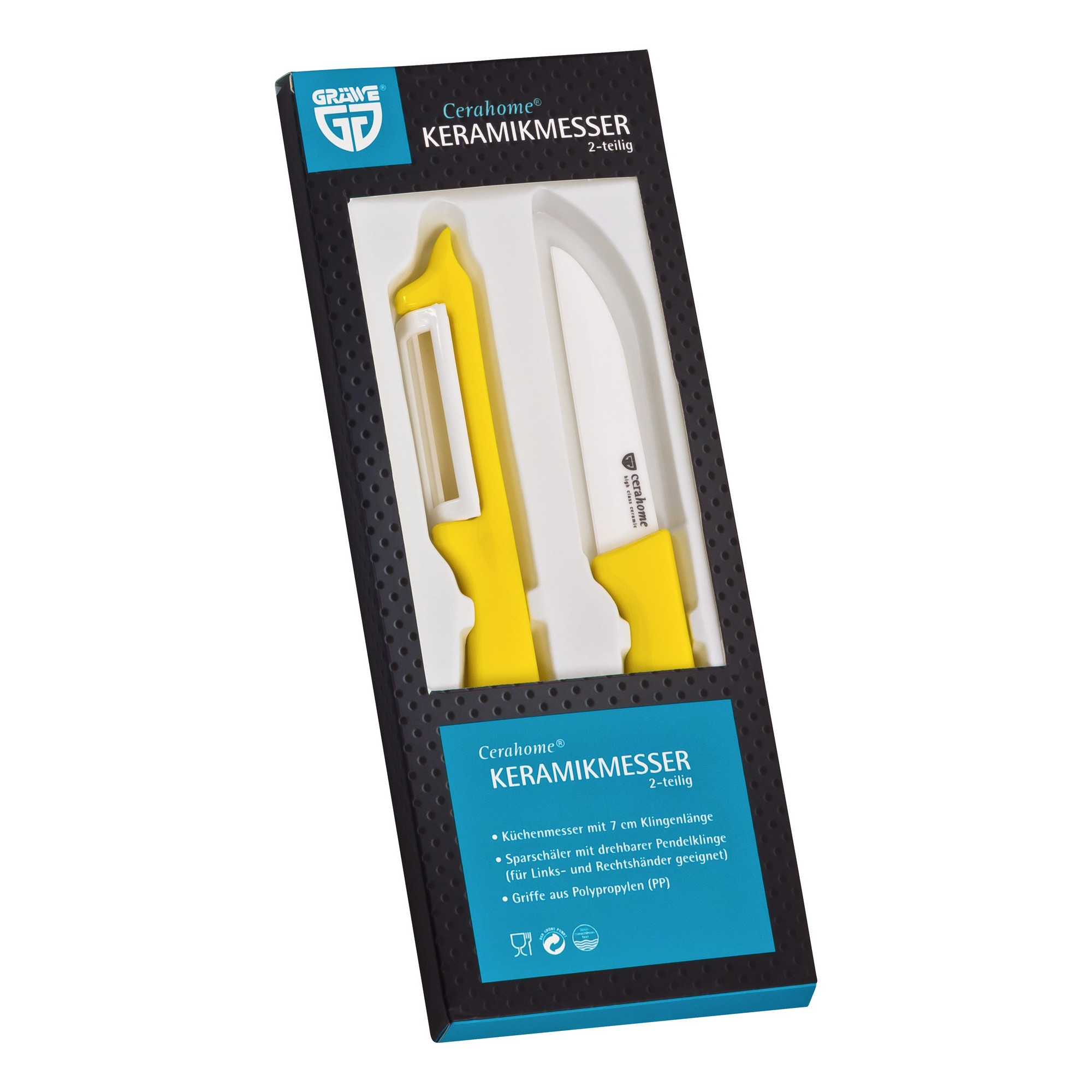 Keramik 2er Set Messer + Schäler GELB
