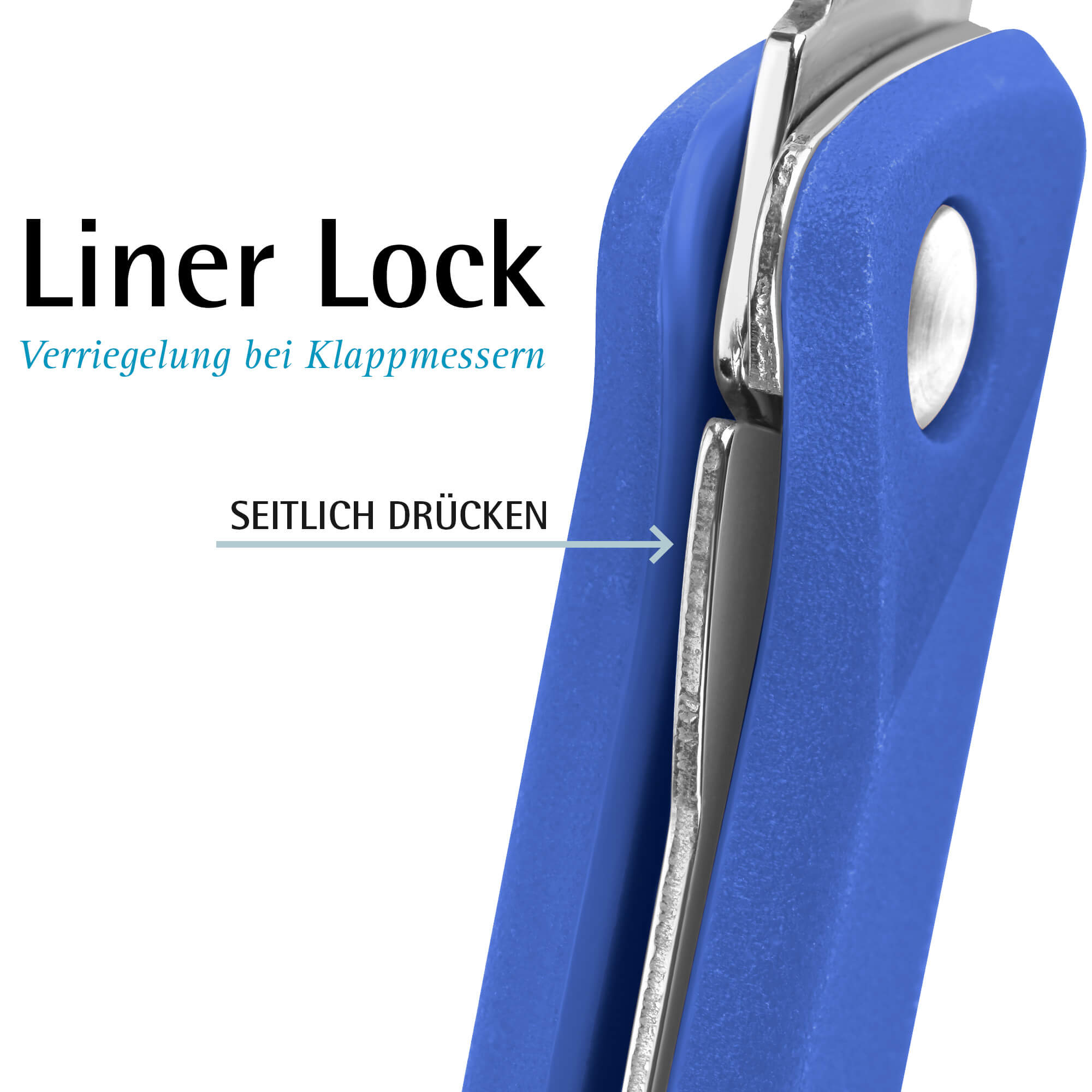 Klappbares Frühstücksmesser, mit Etui, Wellenschliff, Blau