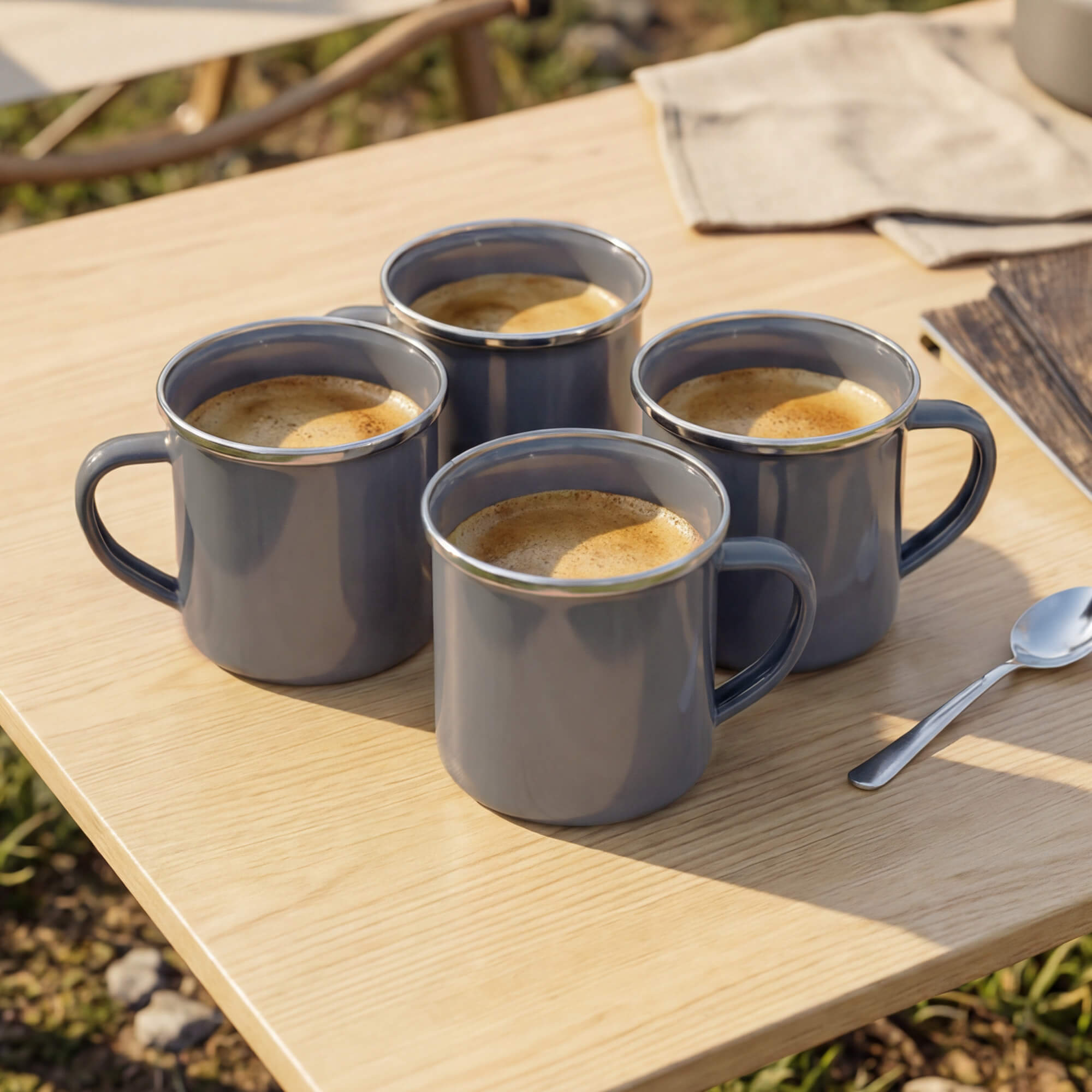 Espressotasse, Serie Emaille Element, 4 Stück, Grau