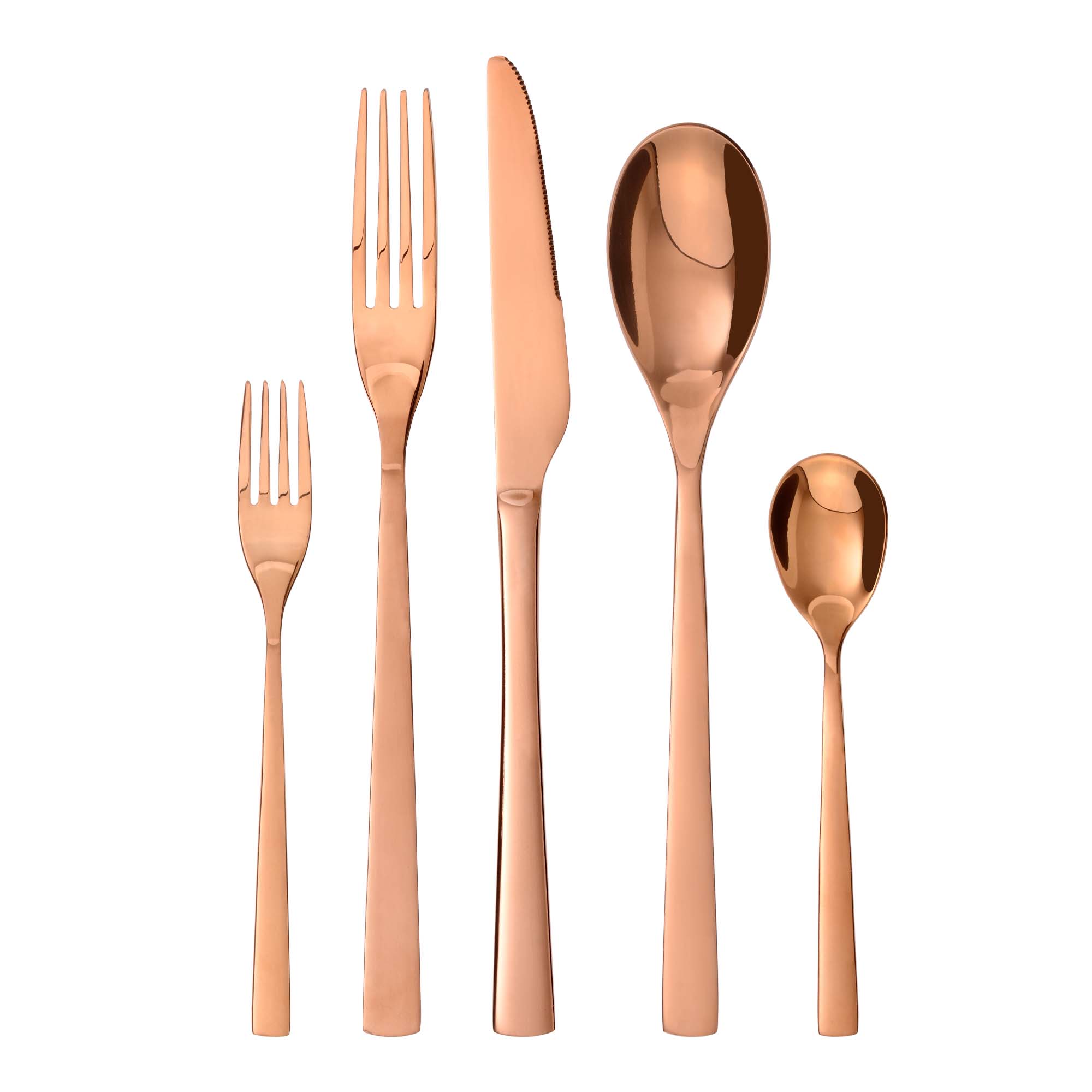 Besteck-Set Porto, 10-teilig, 2 Personen, Edelstahl, kupfer