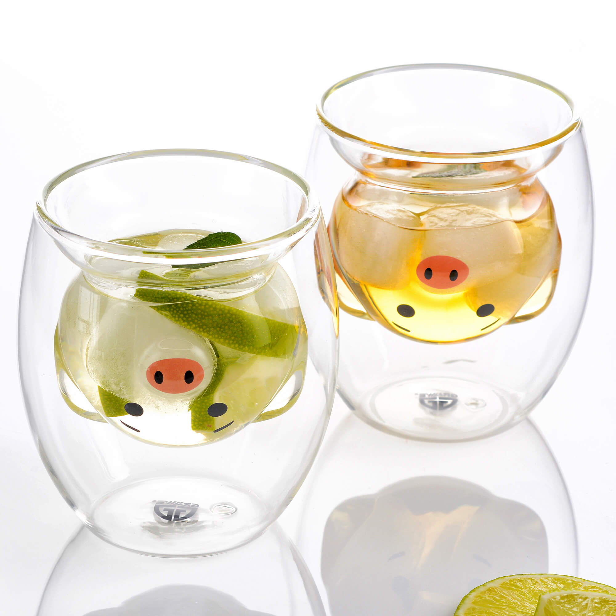 GRÄWE Doppelwandige-Thermogläser, 200ml, 2er Set, Motiv Schwein