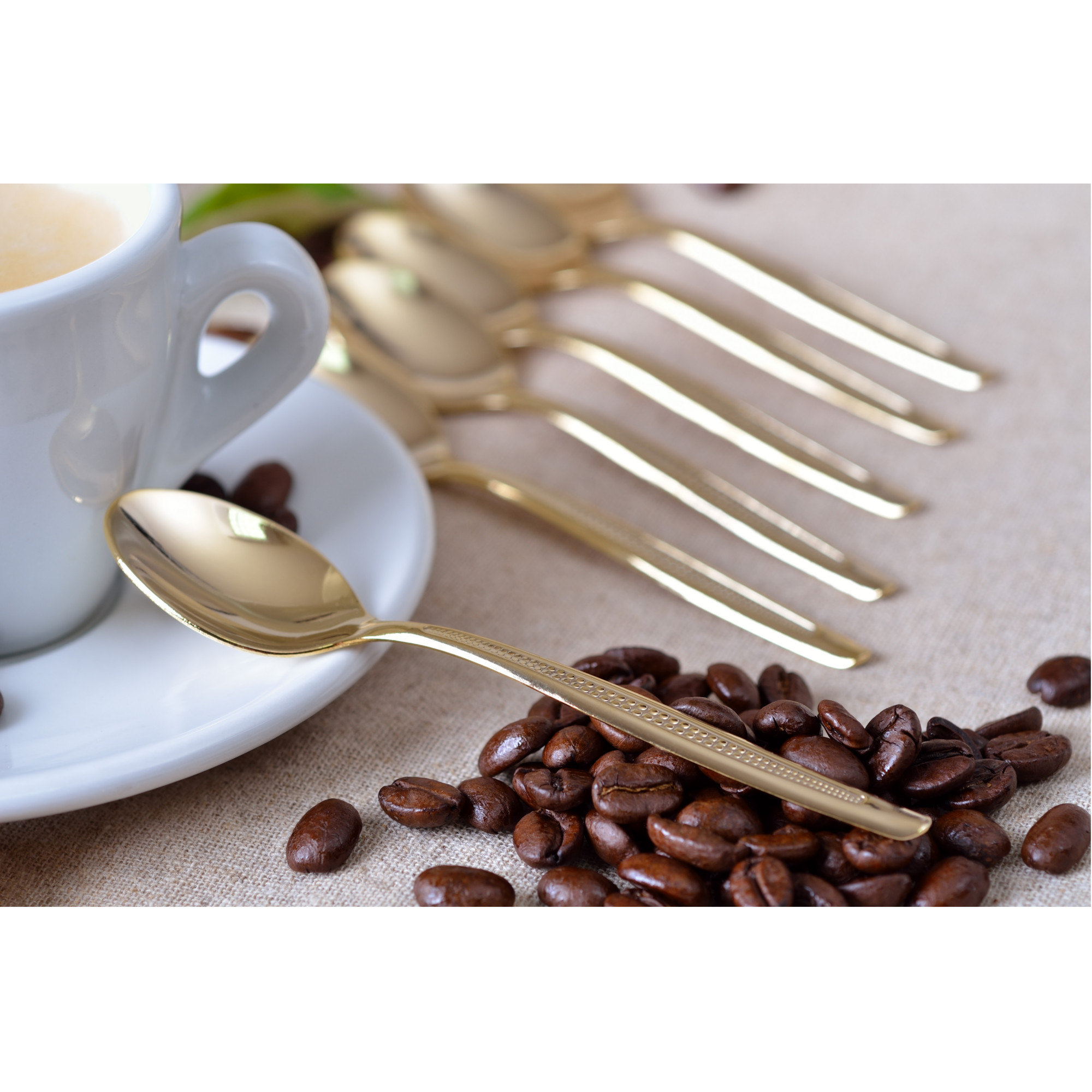 6 Stück Mokka- Espressolöffel Farbe Gold