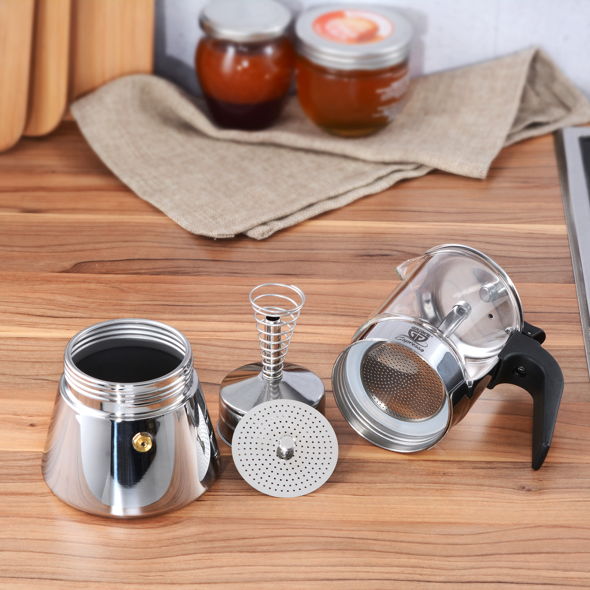 Espressokocher mit Glaskanne, 4 Tassen