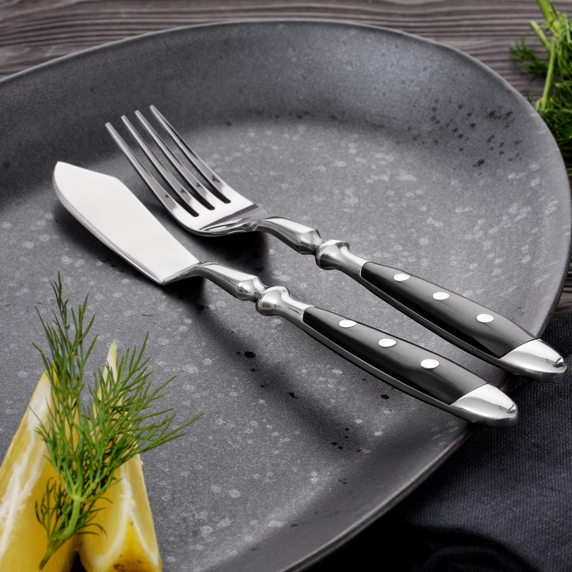 Fischmesser, 6 Stück, Serie Nürnberg, schwarz