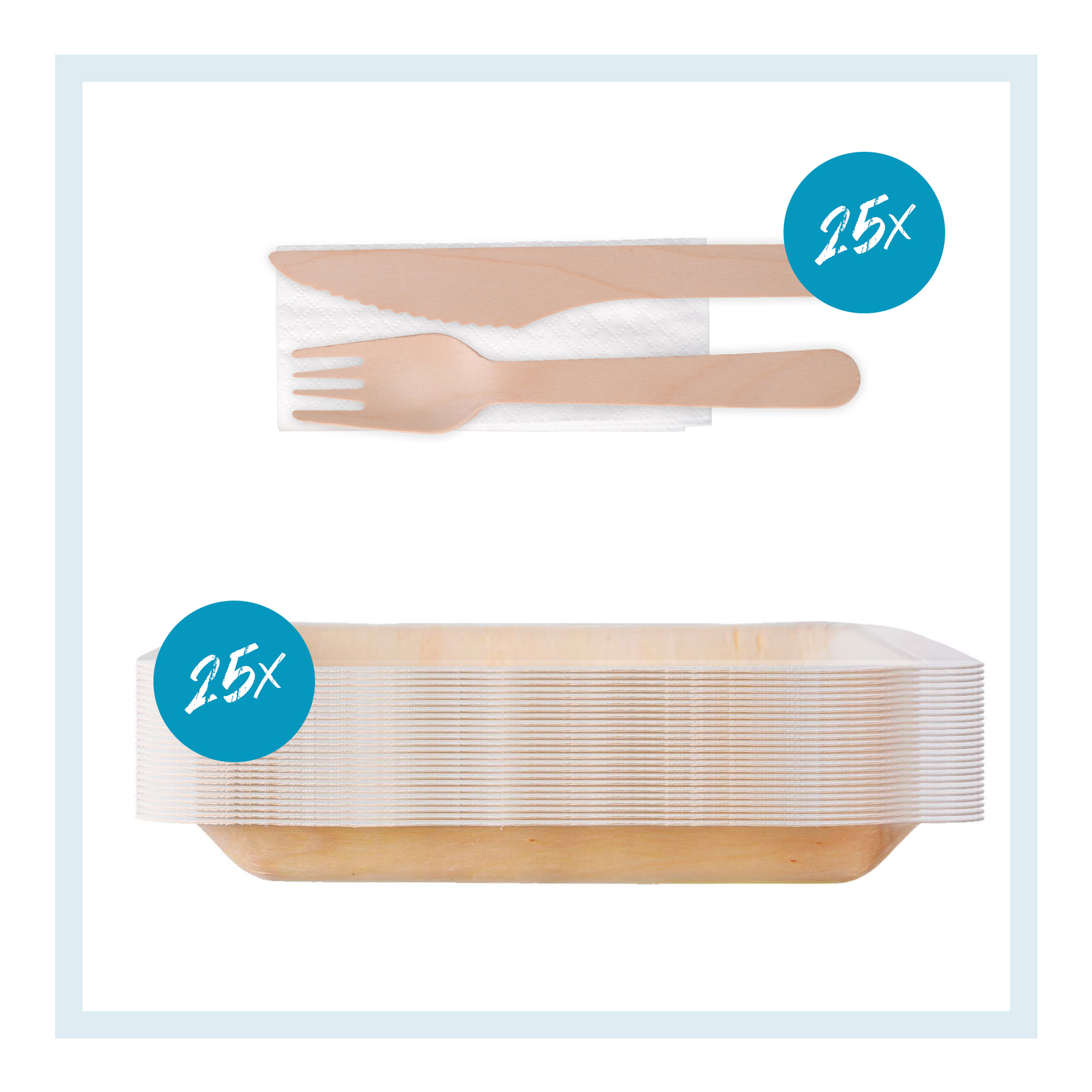 Einweg Partyset Teller und Besteck 25er Set