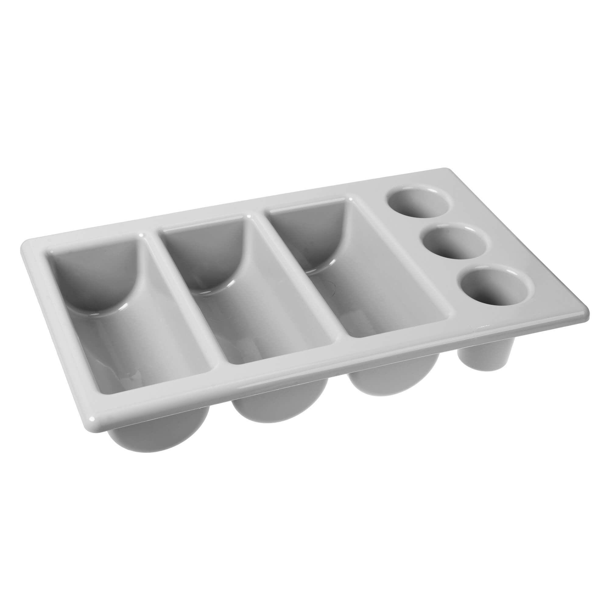Besteckkasten mit 3 Fächern und 3 Köchern, grau, Polypropylen