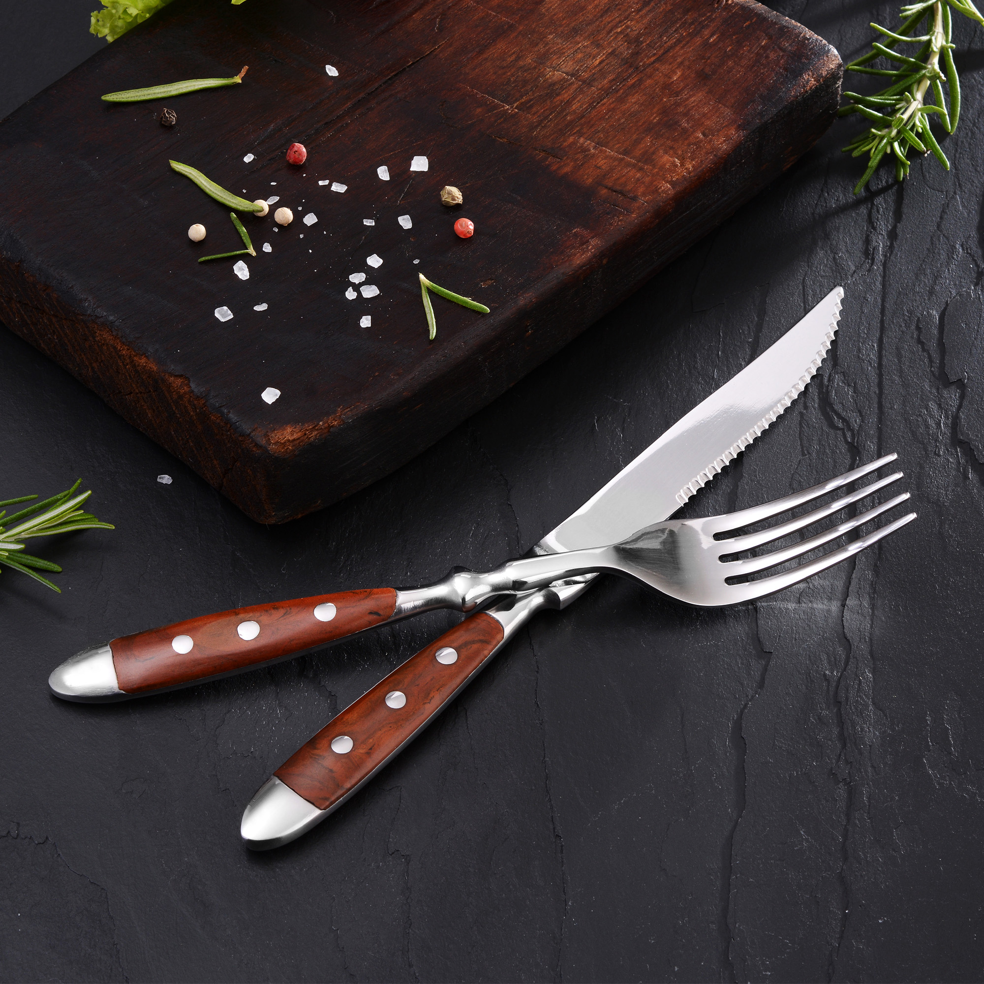 Steakbesteck 12-tlg. geschmiedet, NÜRNBERG braun