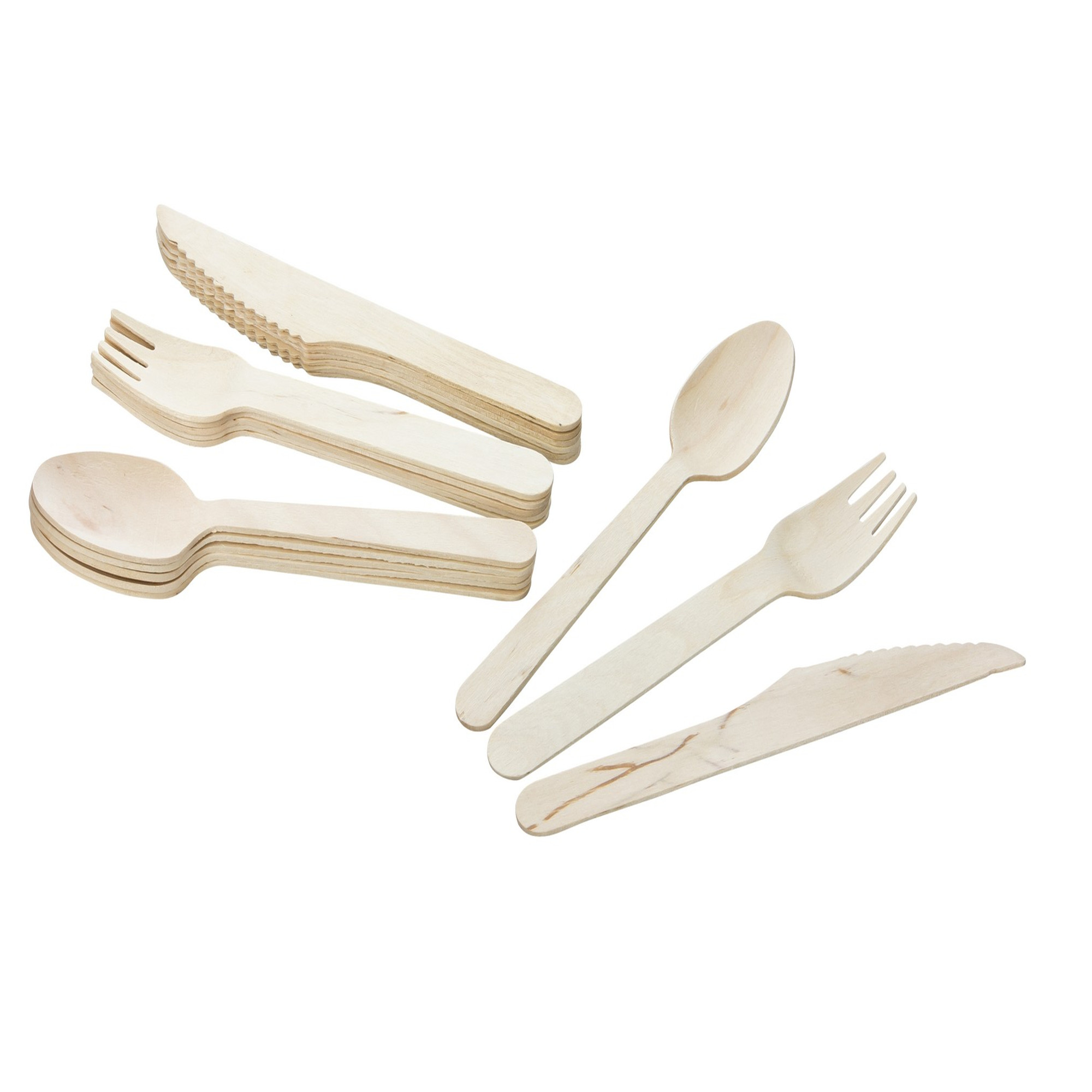 Einwegbesteck - Besteckset Holz 6 Personen