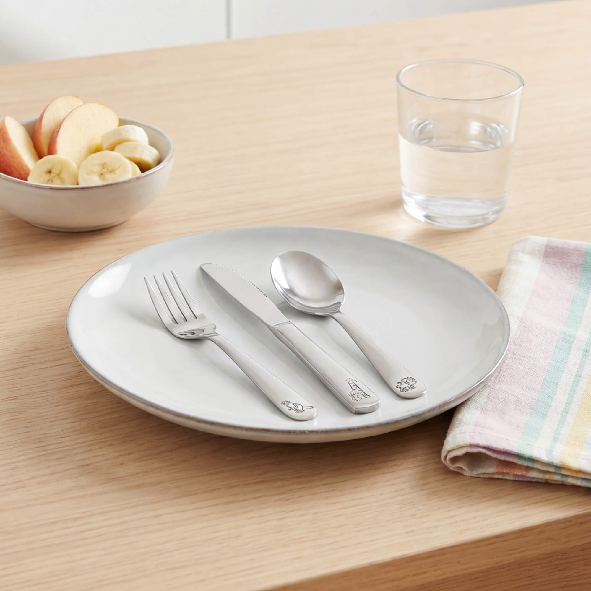 Kinderbesteck, 12-teilig, mit Tiermotiven