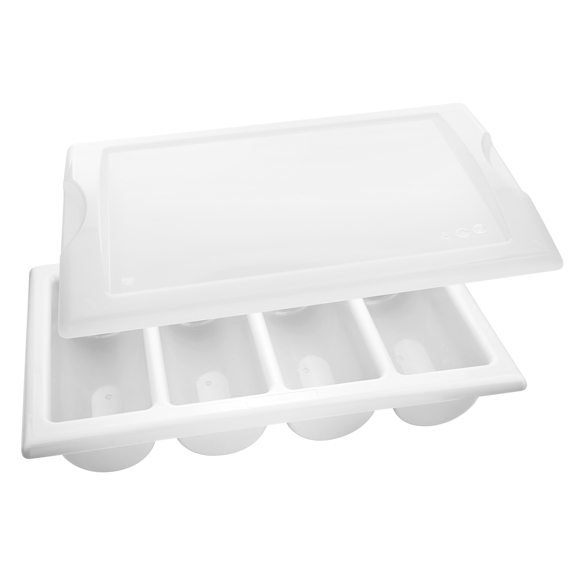 Besteckkasten Gastro, 4 Fächer, inkl. Deckel Kunststoff, Weiß