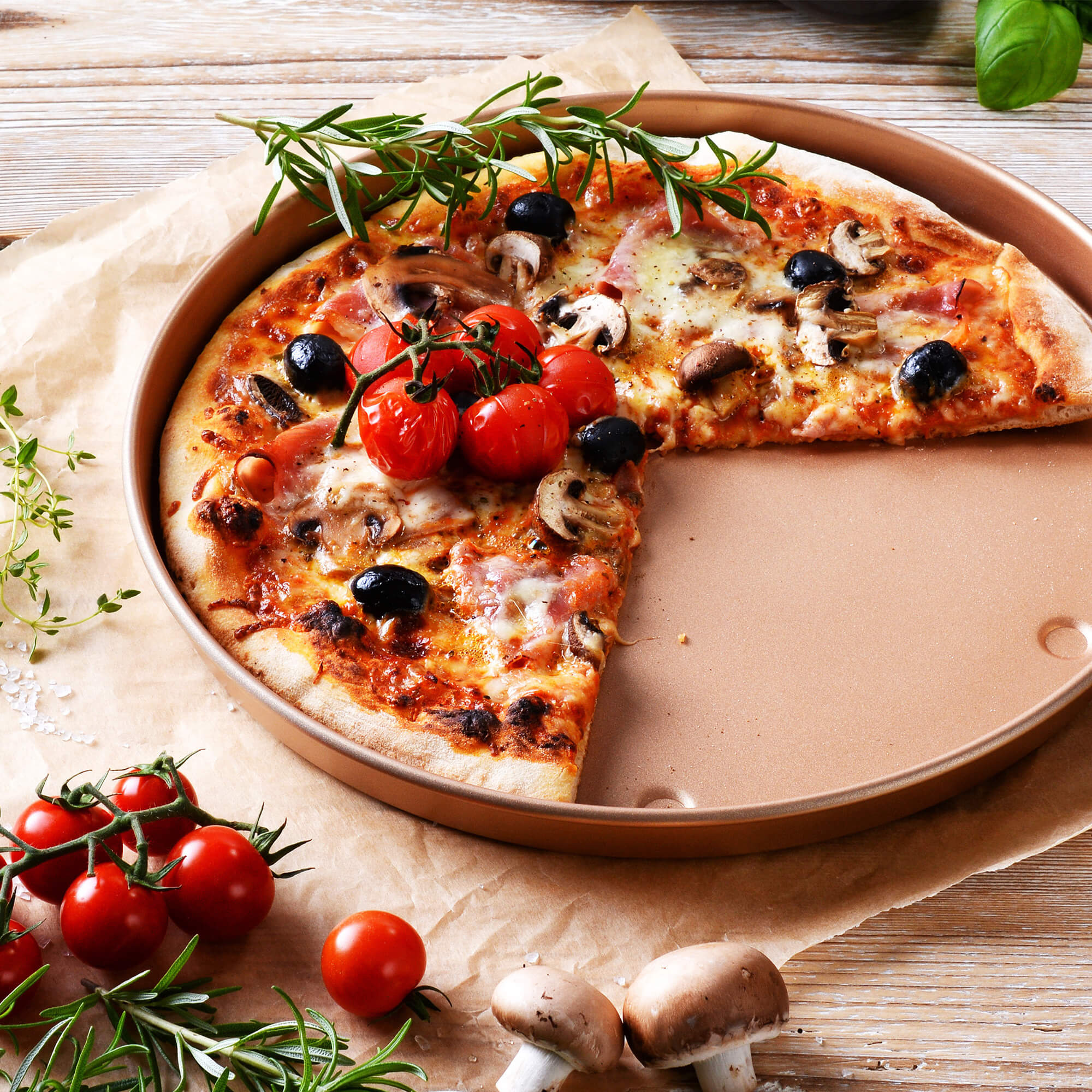 GRÄWE Pizzableche Ø 30 cm, rund, GREBLON antihaftbeschichtet, 12er-Set