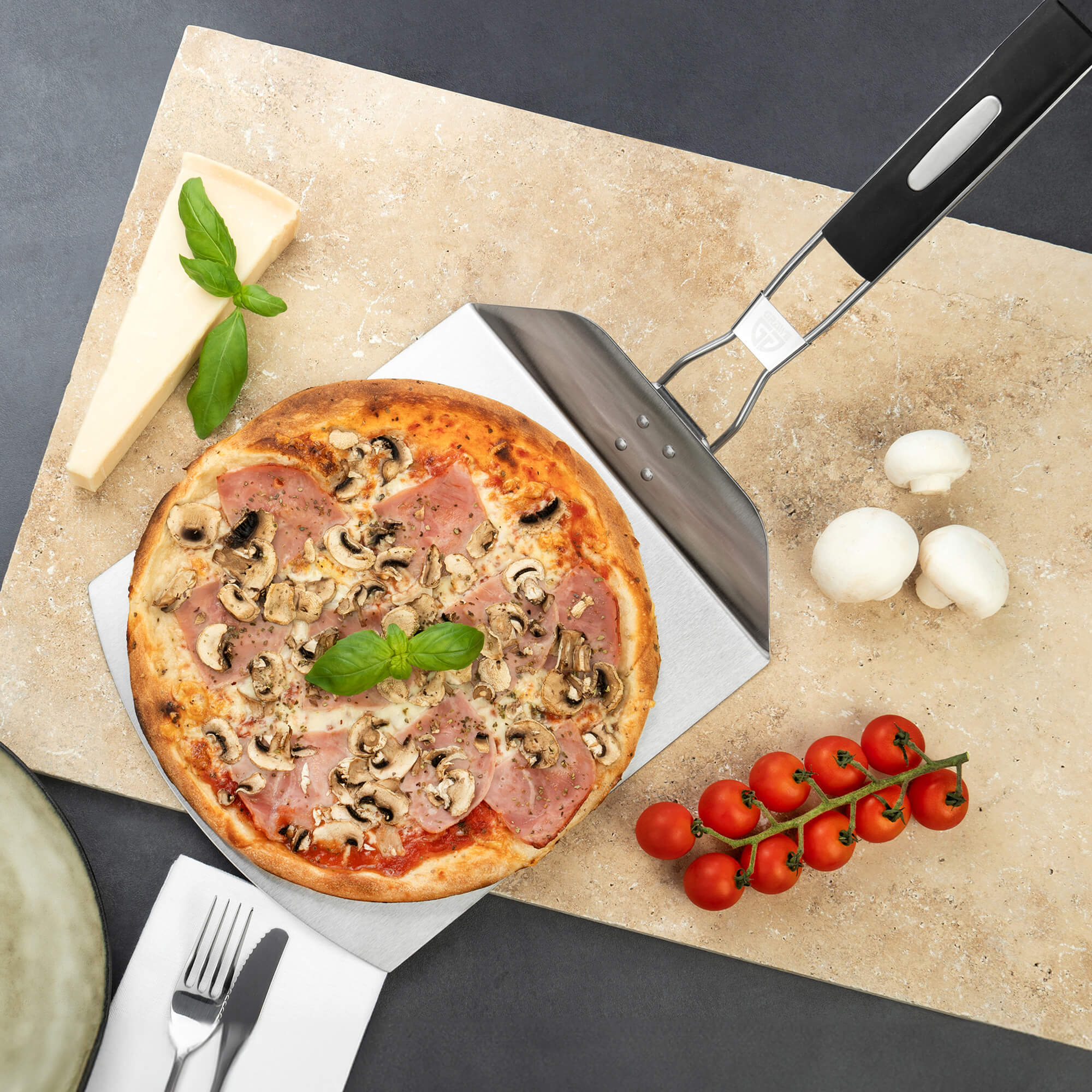 Pizzaschieber Edelstahl, 58 x 24 cm