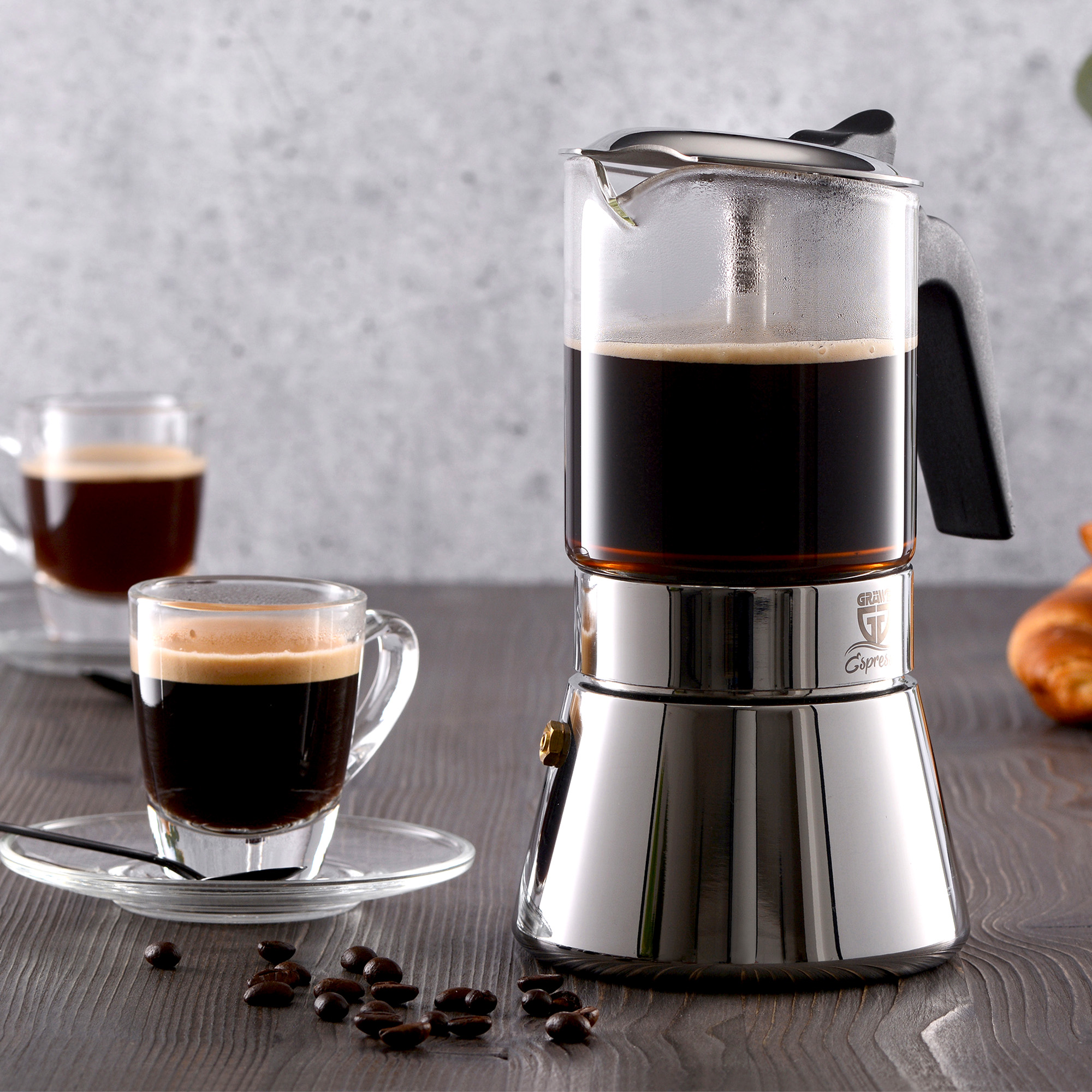 Espressokocher mit Glaskanne, 4 Tassen