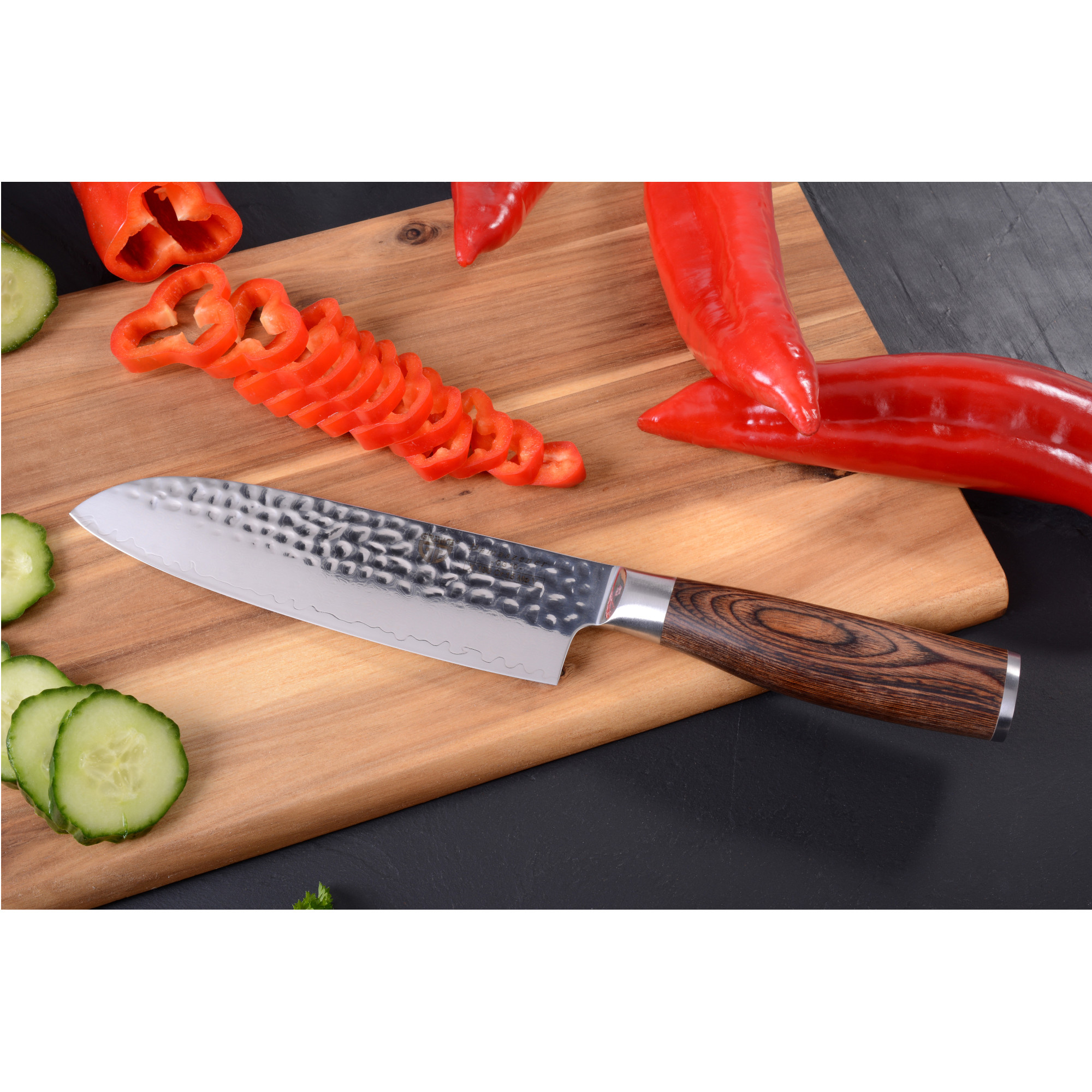 Damastmesser-Set mit Wetzstein 400/1000