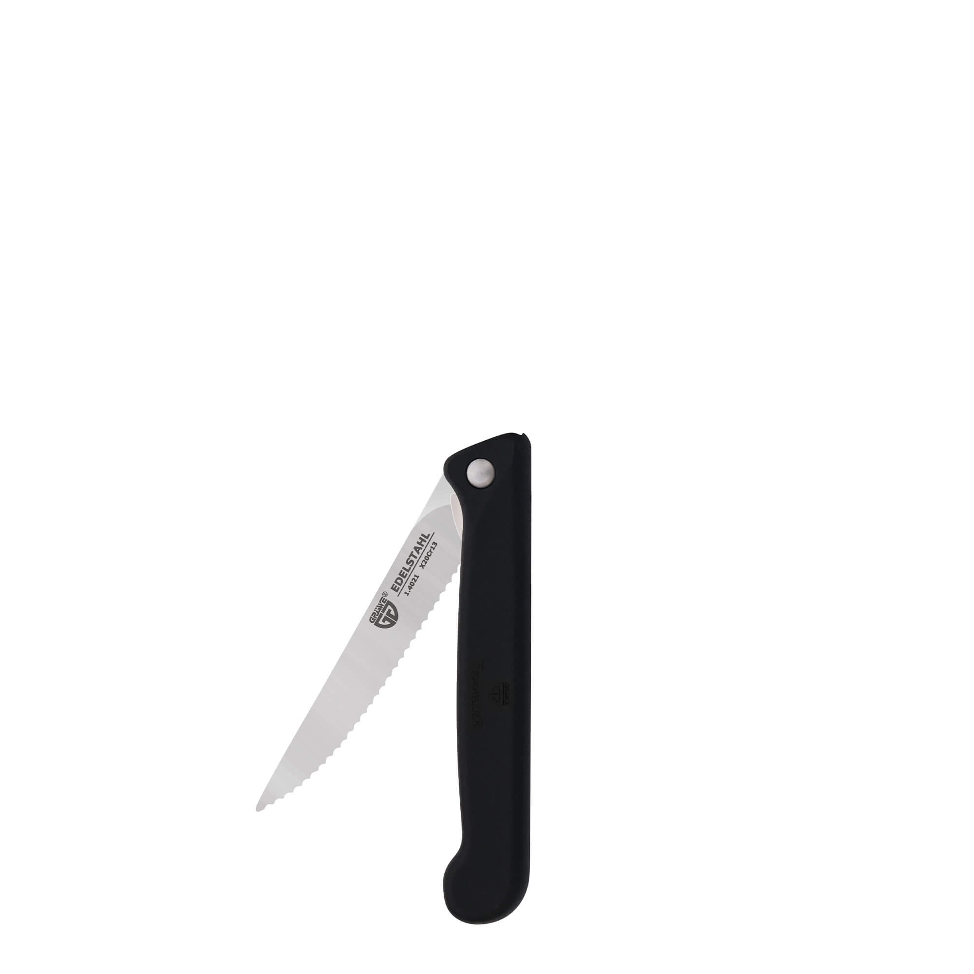 Klappmesser mit Steakklinge, schwarz, mit Etui