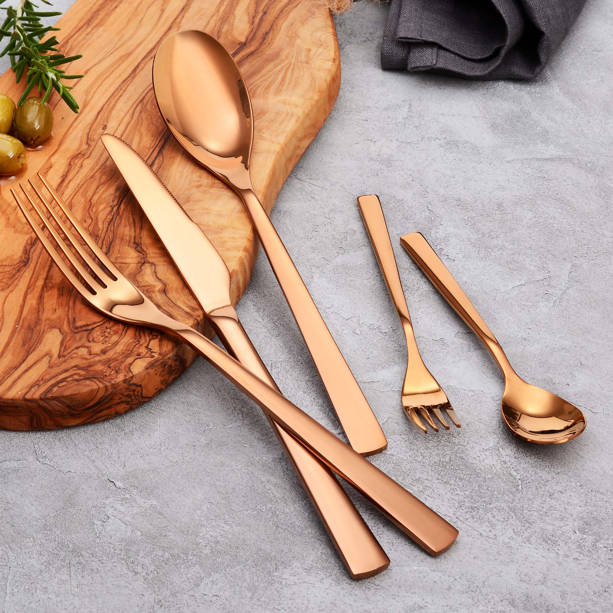 Besteck-Set Porto, 10-teilig, 2 Personen, Edelstahl, kupfer