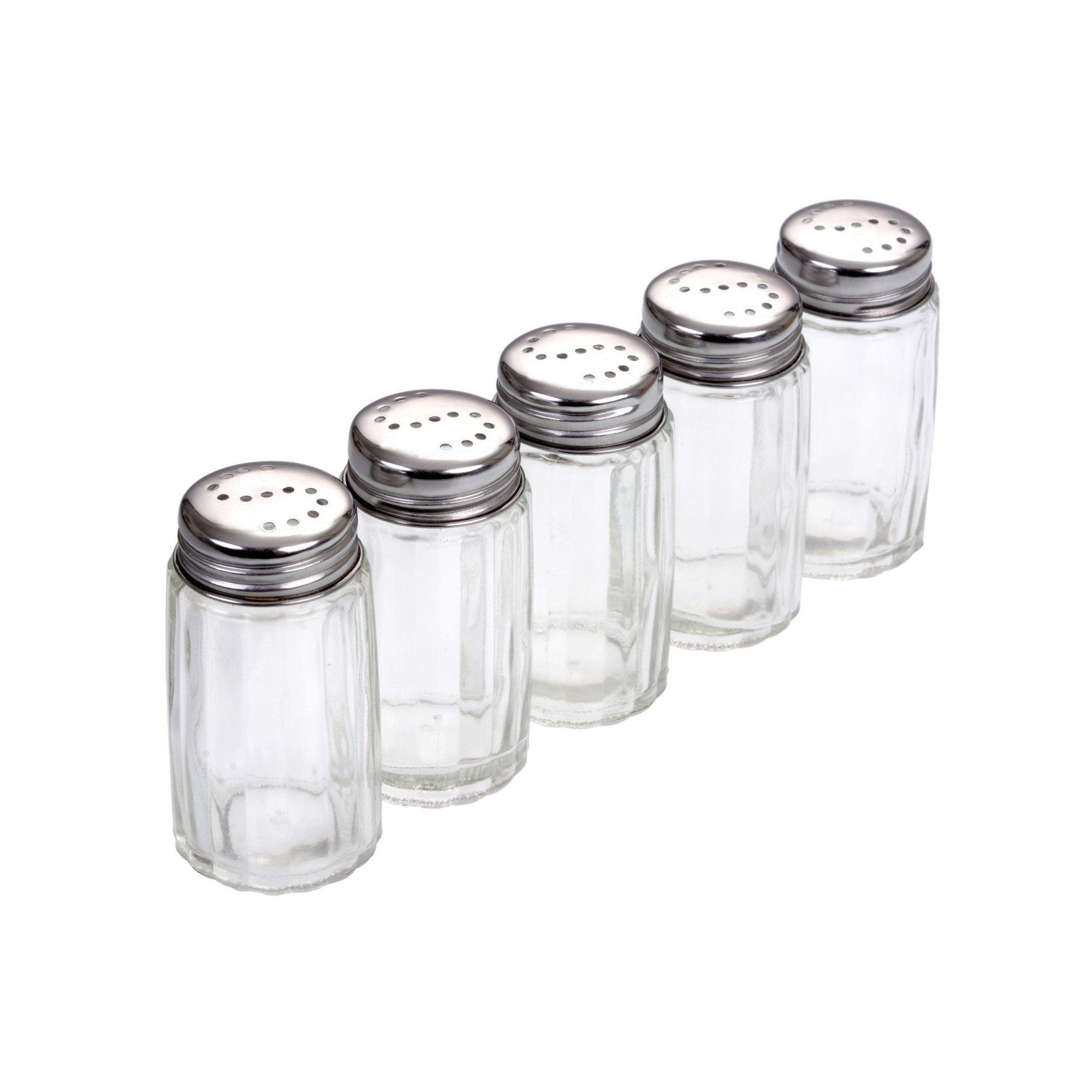 Salzstreuer, Glas und Edelstahl, 5er Set
