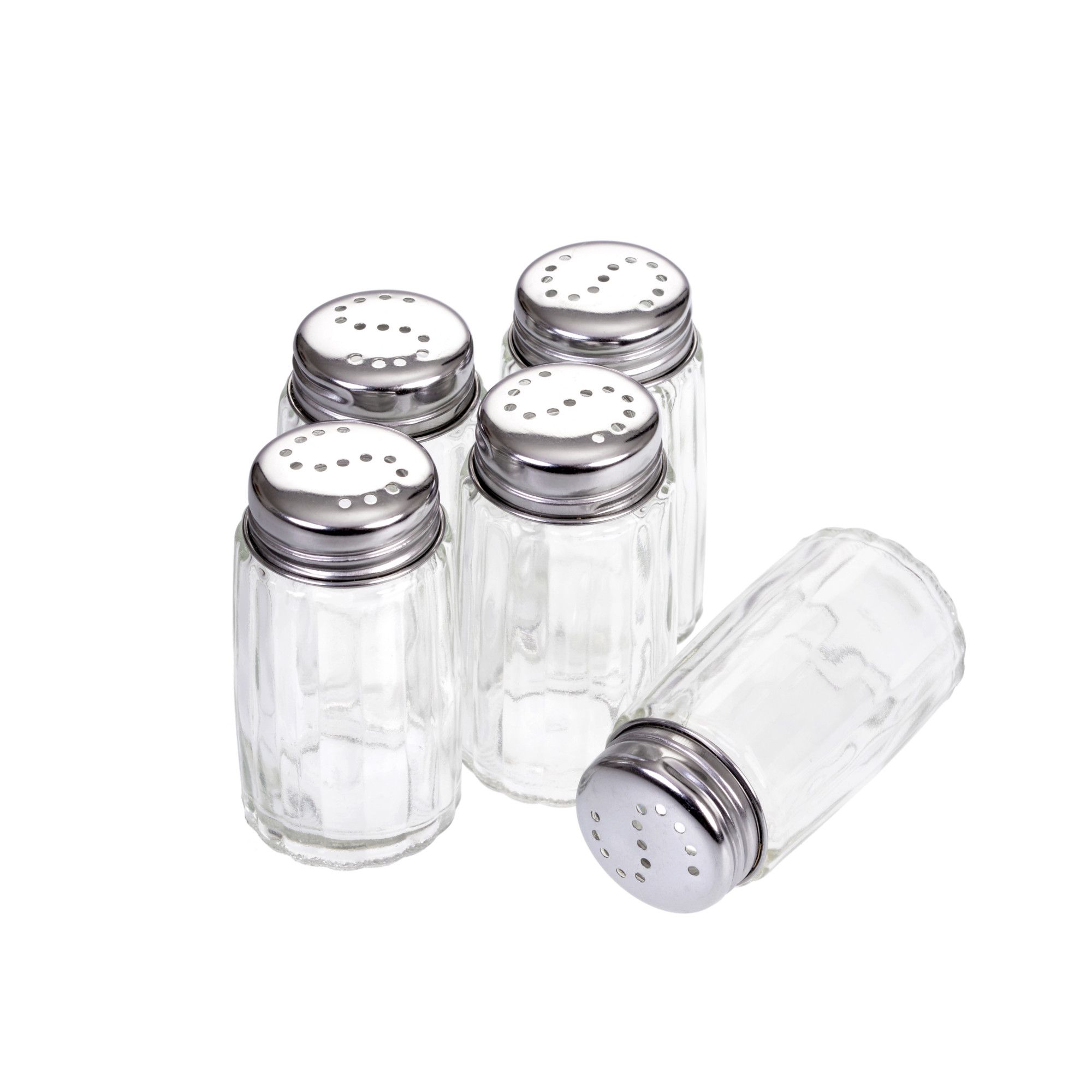 Salzstreuer, Glas und Edelstahl, 5er Set