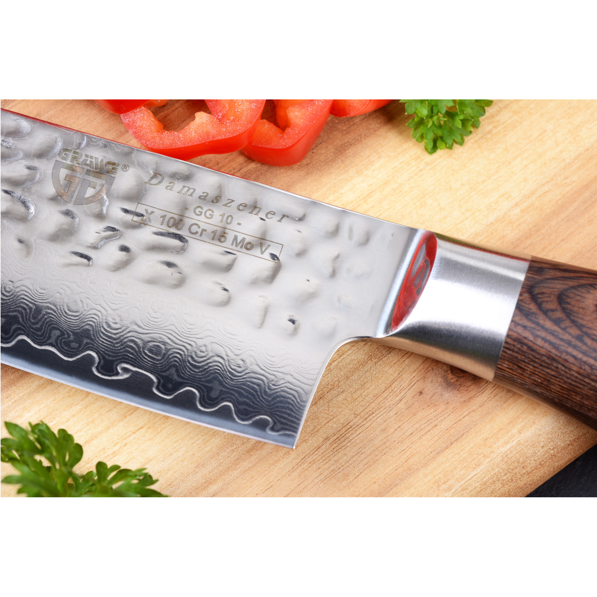 Damastmesser-Set mit Wetzsteinen Körnung 400/1000 und 1000/3000