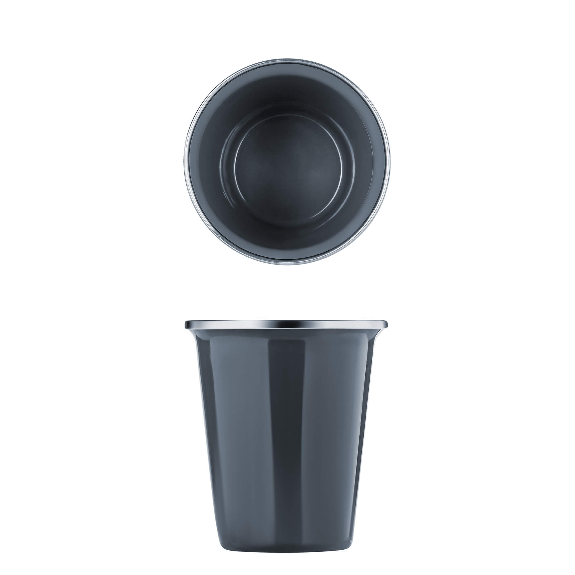 Becher ohne Henkel, Serie Emaille Element, 4 Stück, Grau