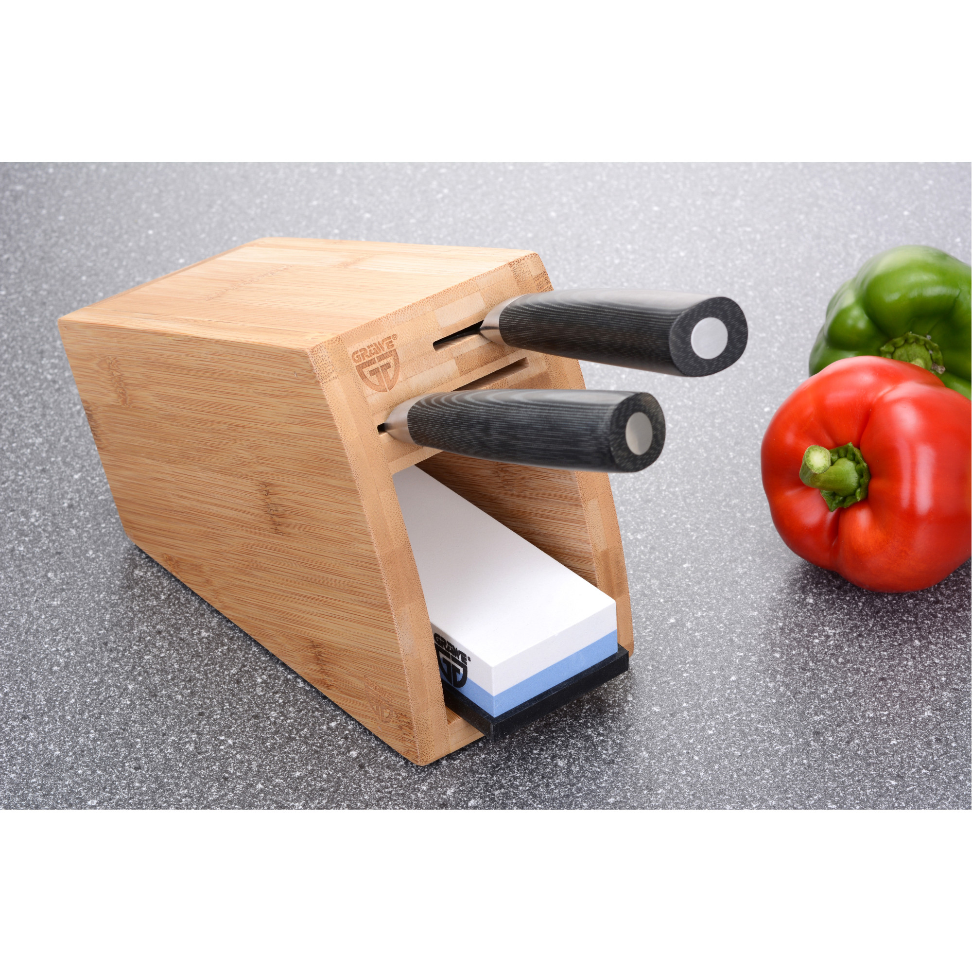 Messerblock mit Trimmer und Beil, Serie KURO + Wetzstein