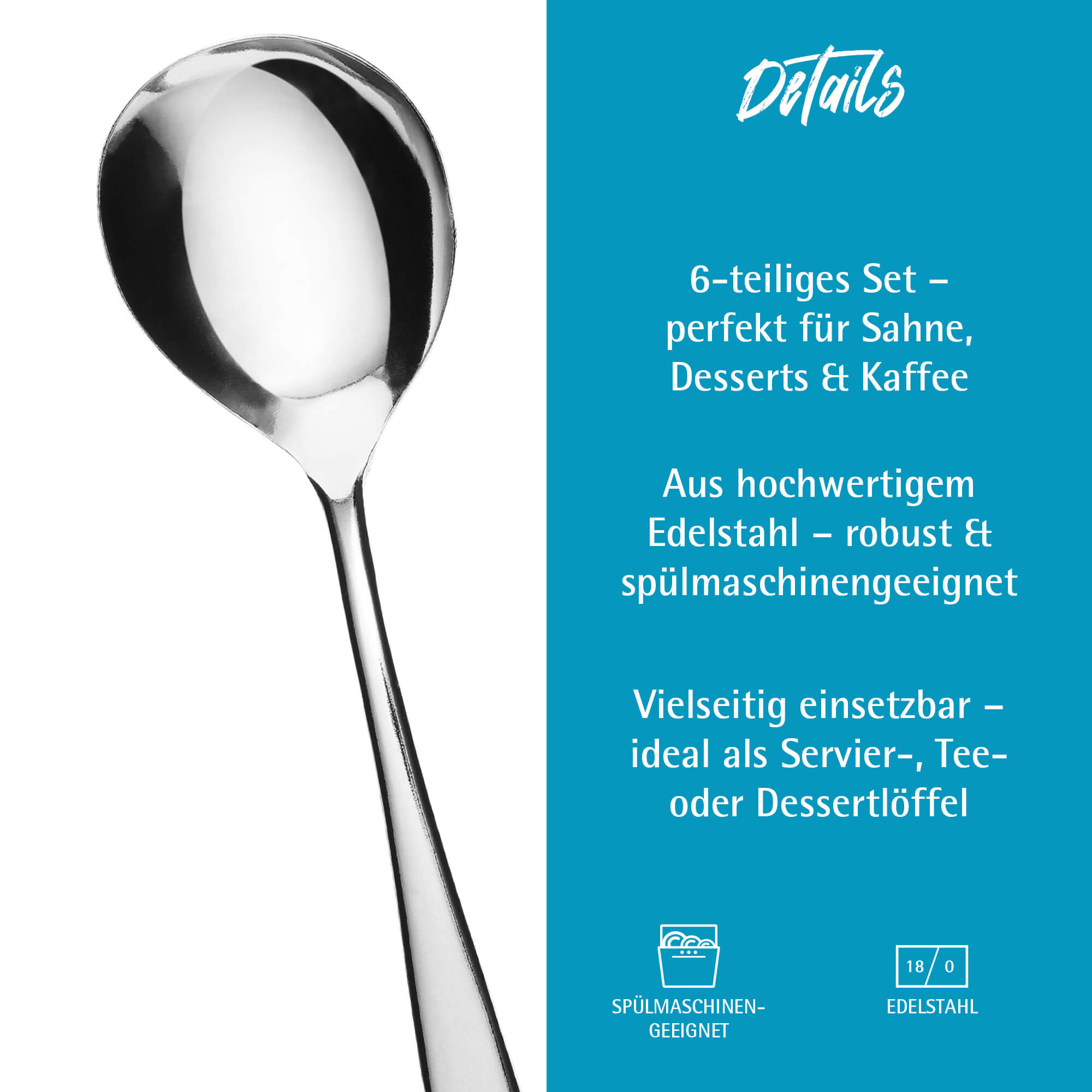 Sahnelöffel 6 Stück, Serie Königstein