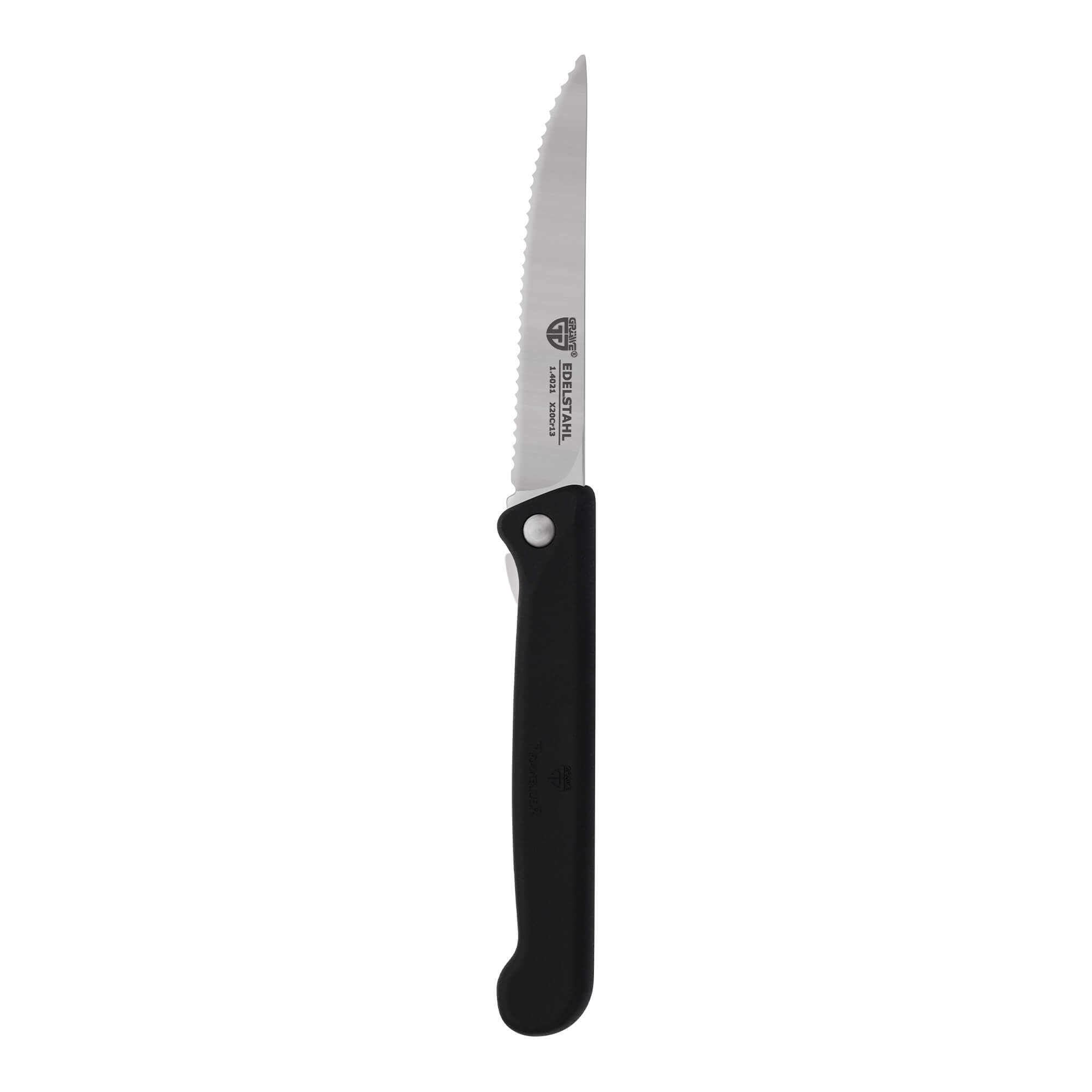 Klappmesser mit Steakklinge, schwarz, mit Etui