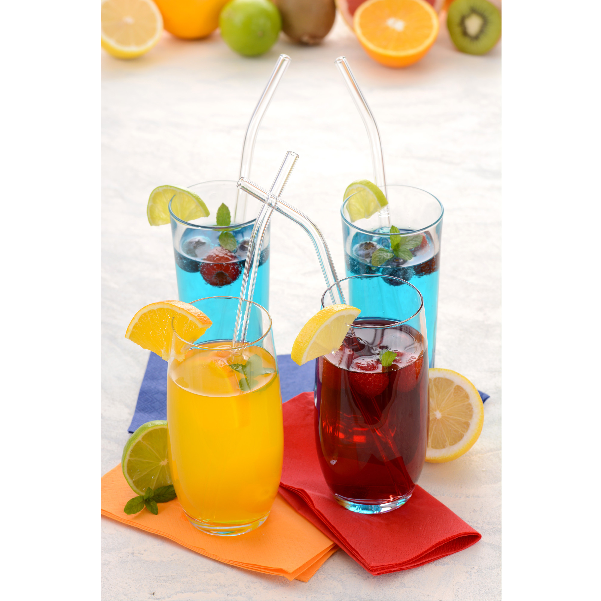 Trinkhalm-Set 5-tlg., aus Hartglas