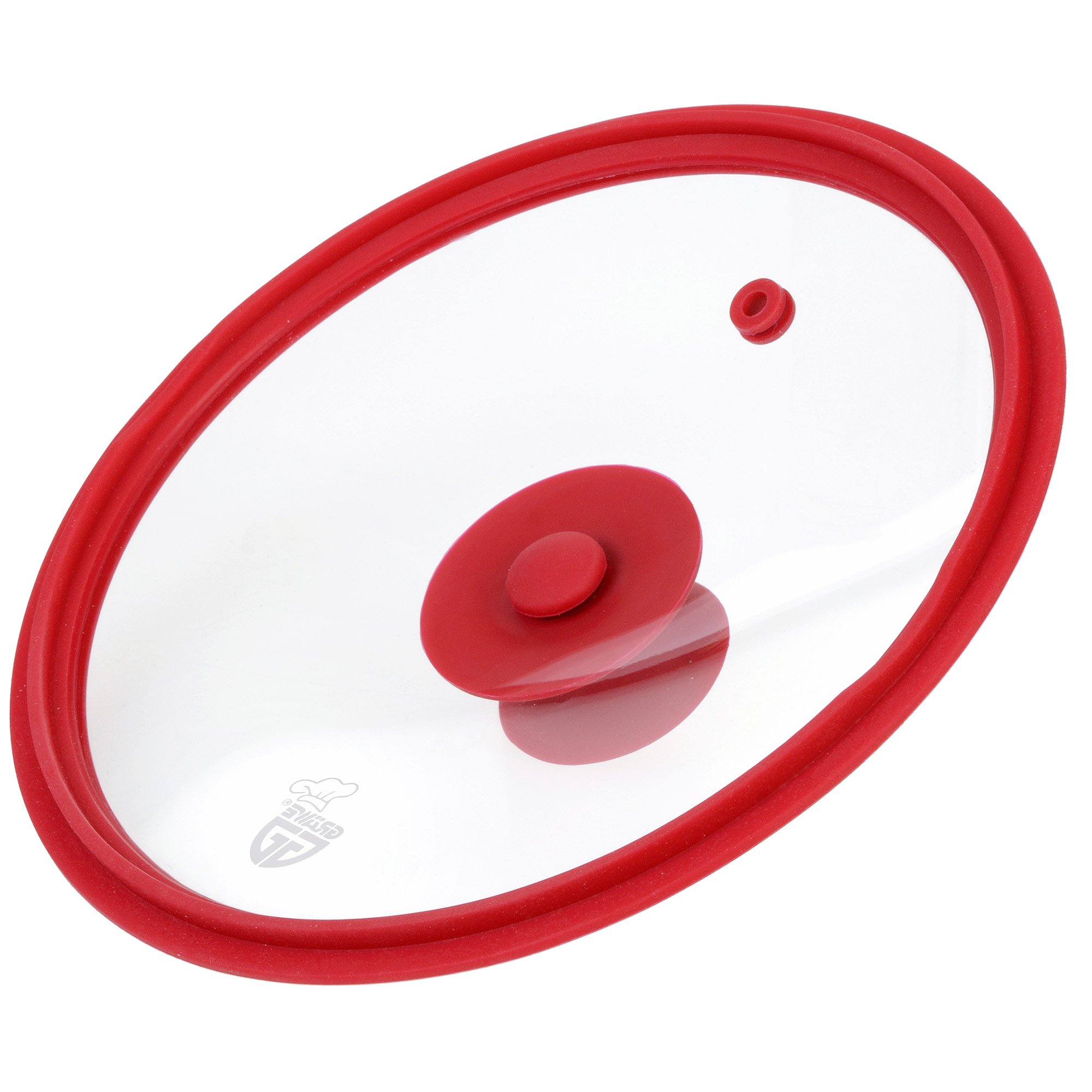 Glasdeckel mit Silikonrand Rot 20 cm