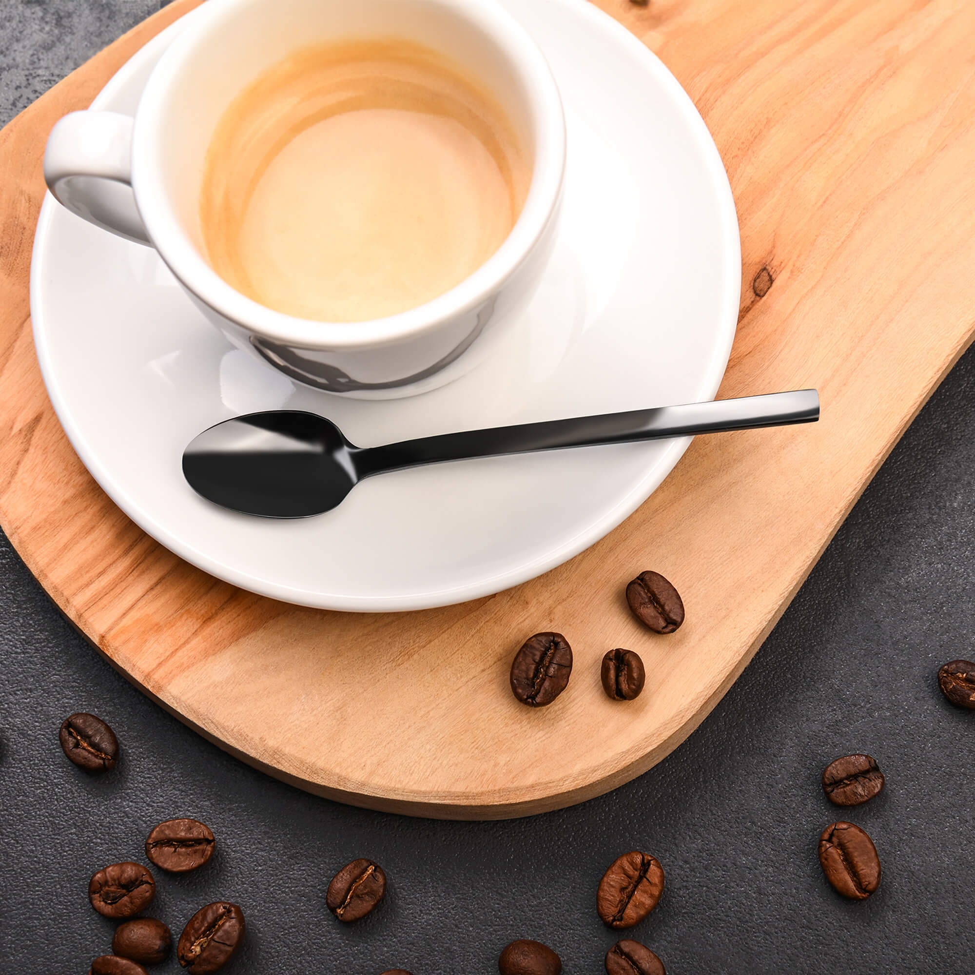 Espressolöffel 6 Stück, Edelstahl - Titan, Serie LISSABON