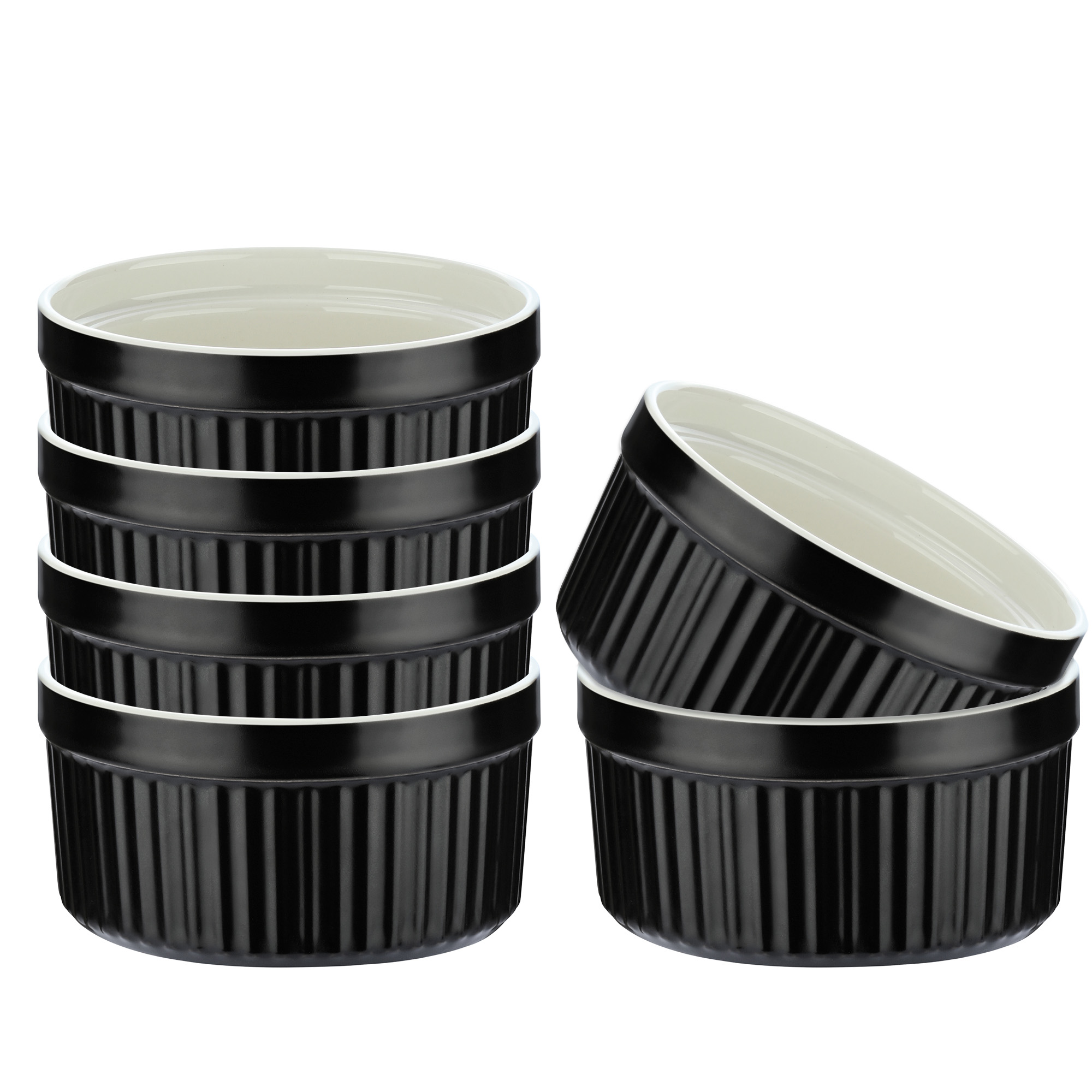 Keramikschälchen, 6-teilig, 250 ml, Schwarz Matt