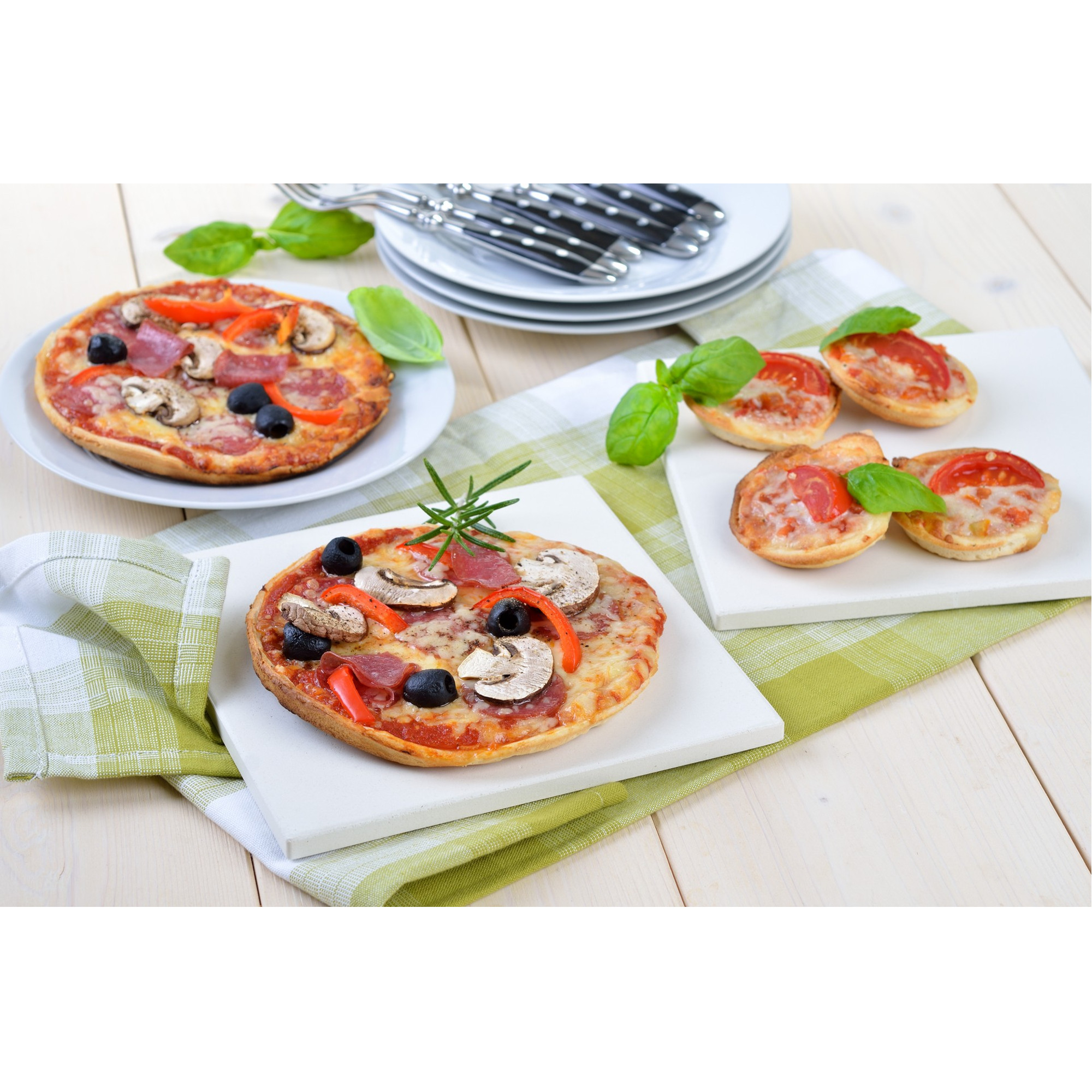 4er Set Pizzasteine Brotbackset für Backofen