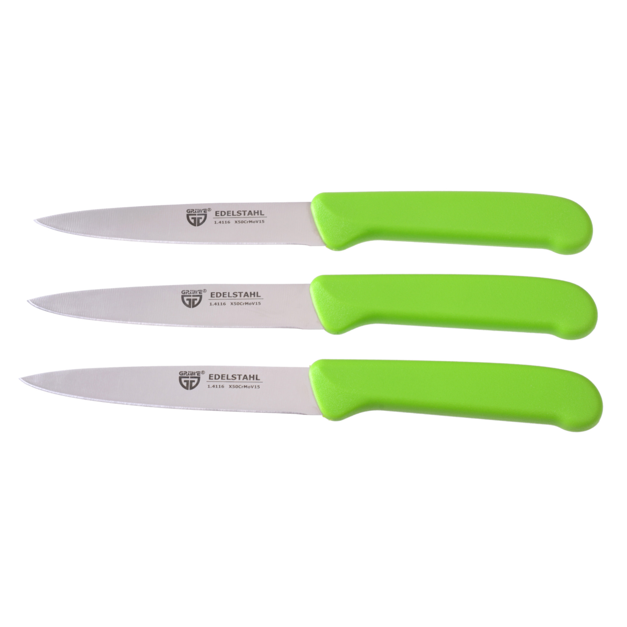 Gemüsemesser 3 Stück, Edelstahl grün