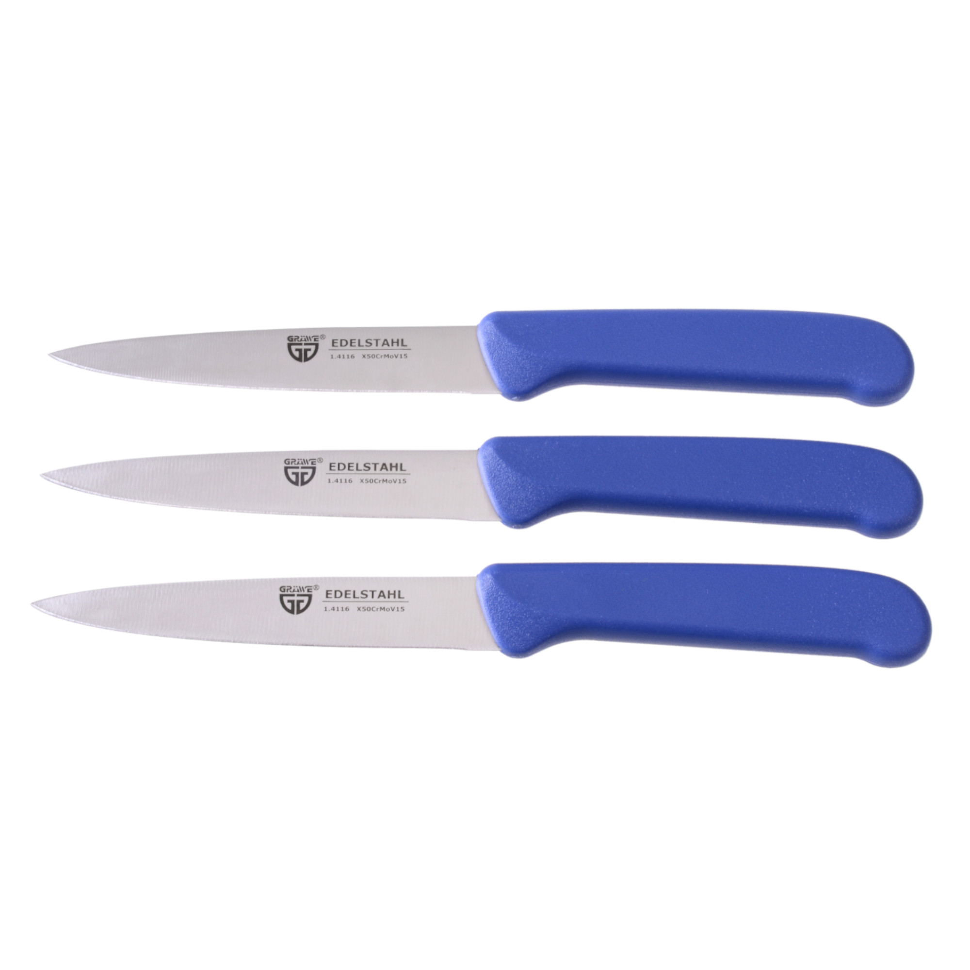 Gemüsemesser 3 Stück, Edelstahl blau