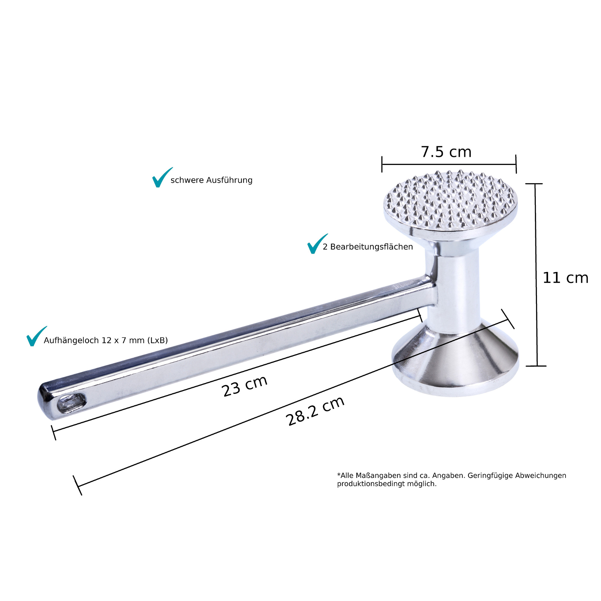 Fleischhammer schwer, Aluminium, mit zwei Bearbeitungsflächen