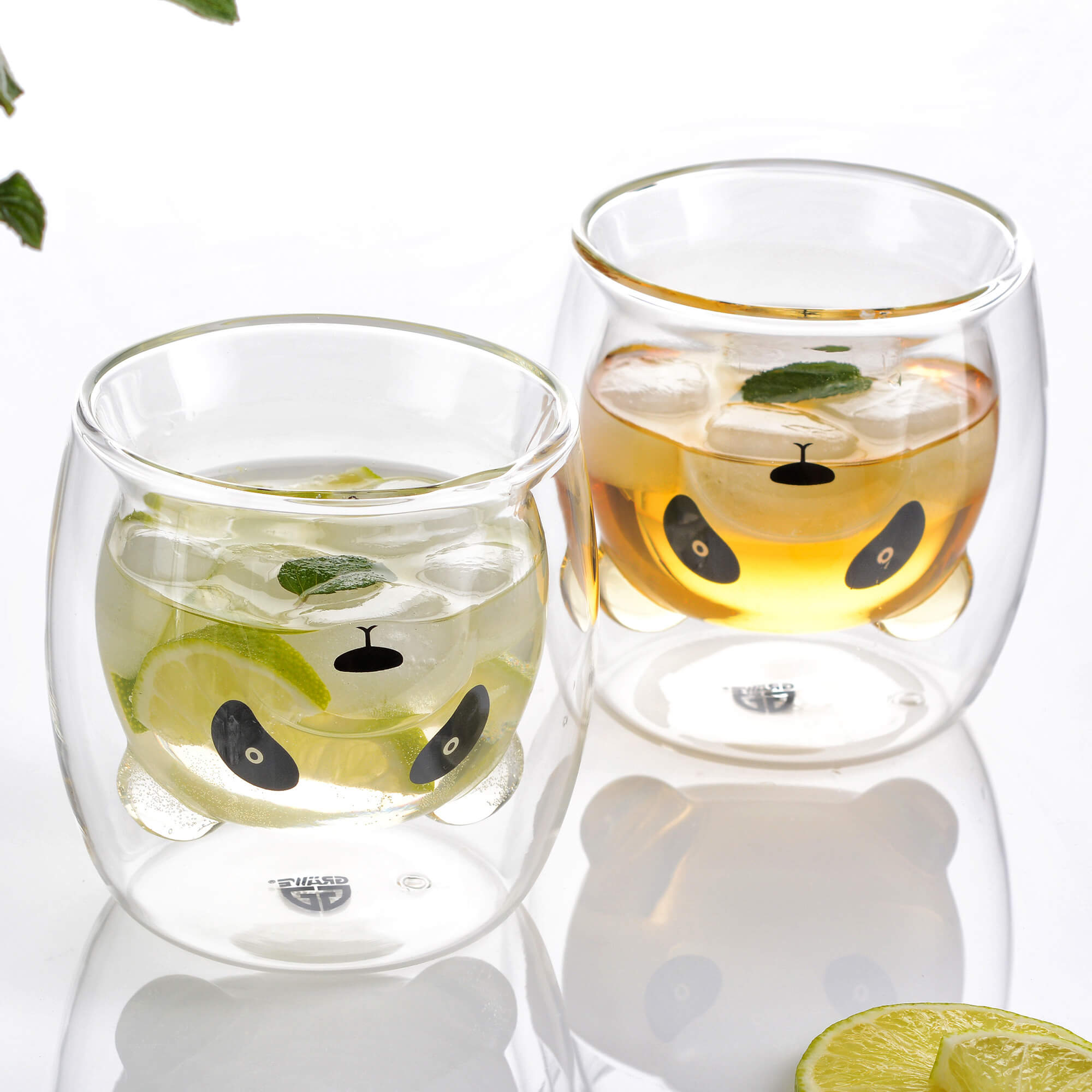 GRÄWE Doppelwandige-Thermogläser, 245ml, 2er Set, Motiv Panda