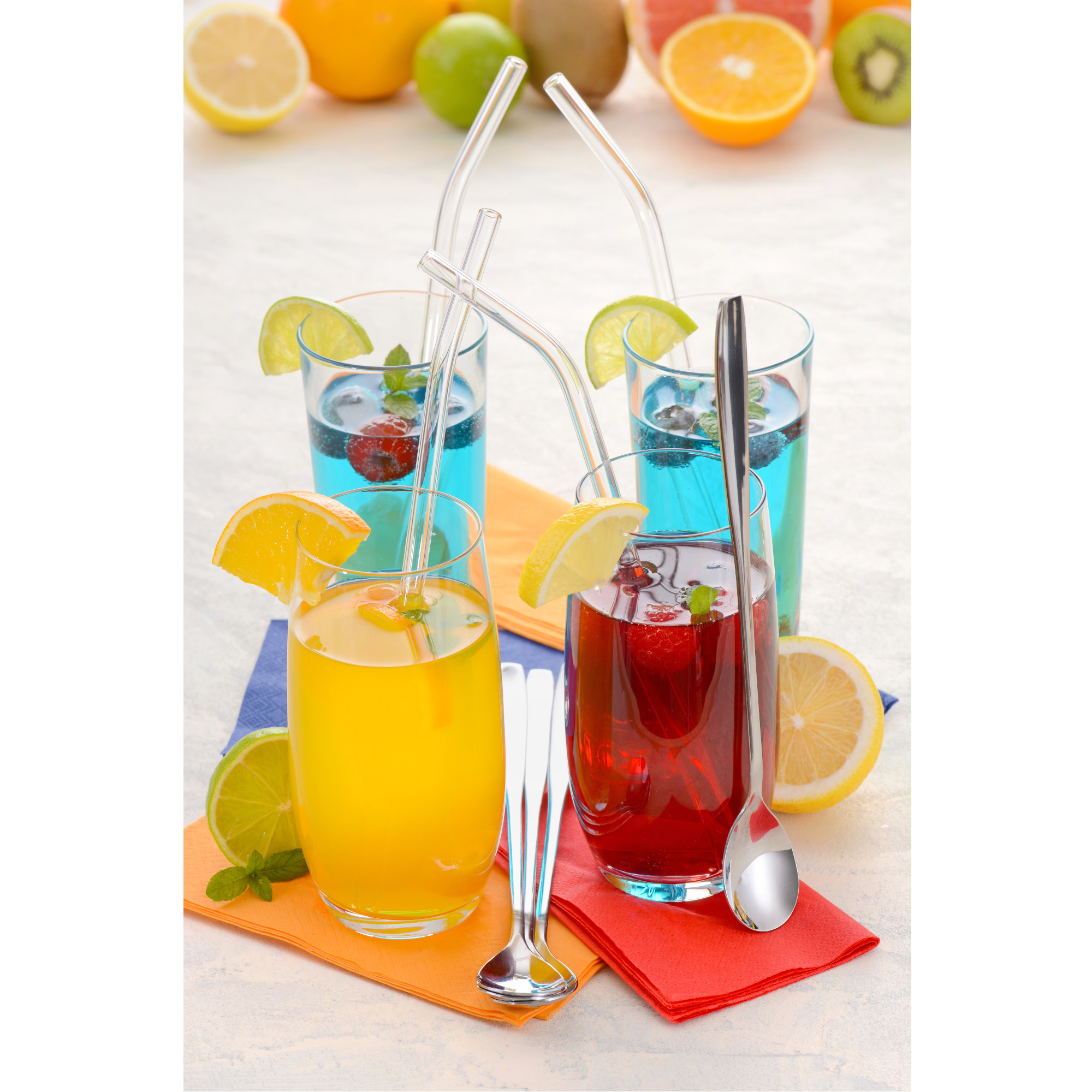 Trinkhalm-Set 9-tlg., aus Hartglas