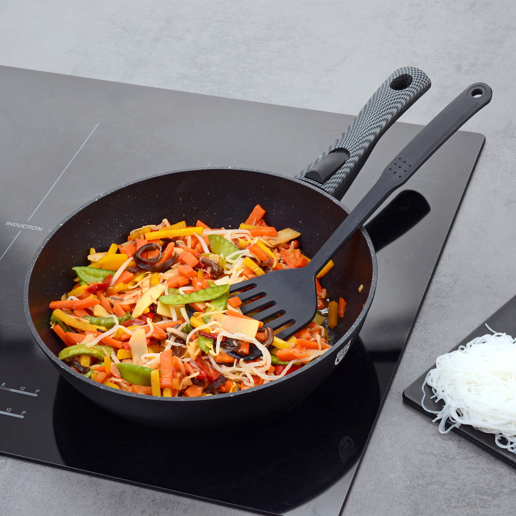 Pfanne Aluminium 28 cm, mit abnehmbarem Griff inkl. Pfannenwender
