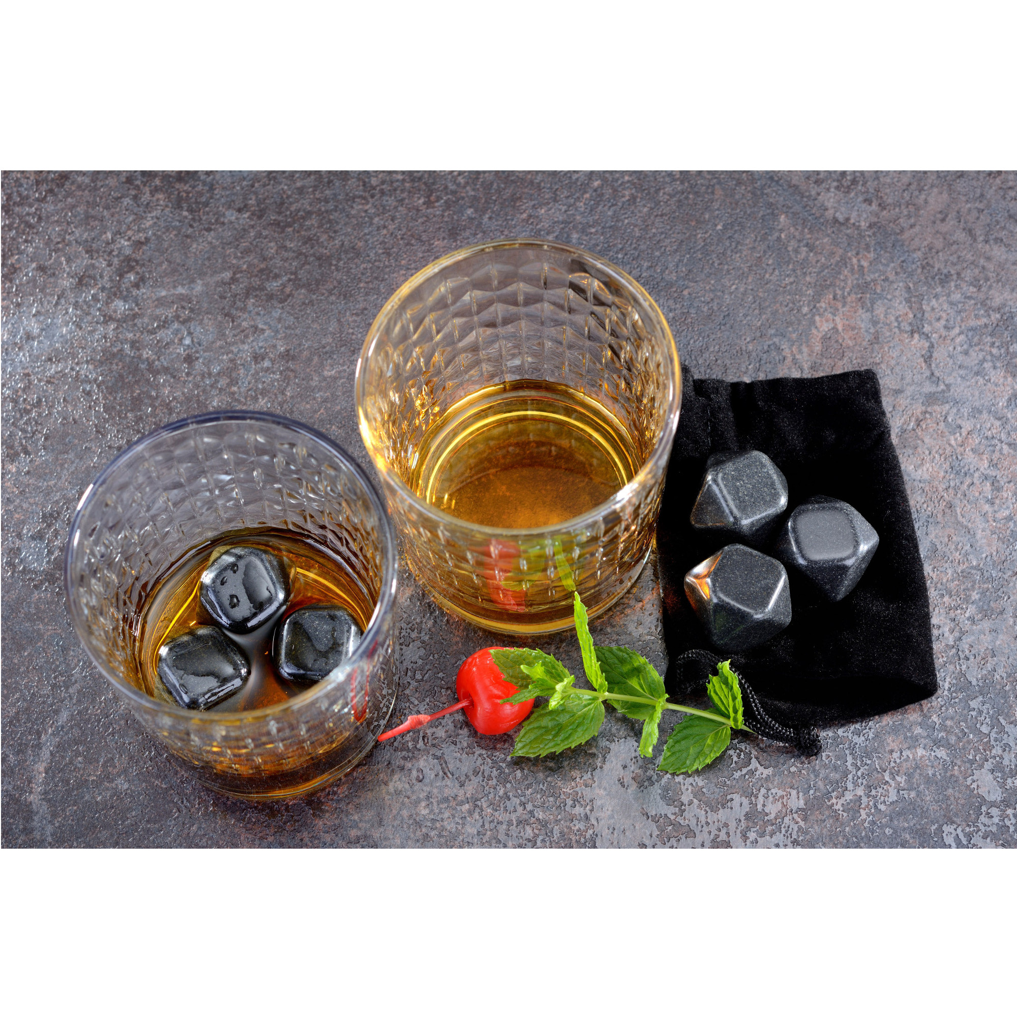 6 Stück Whiskeysteine aus Mamor inkl. Beutel