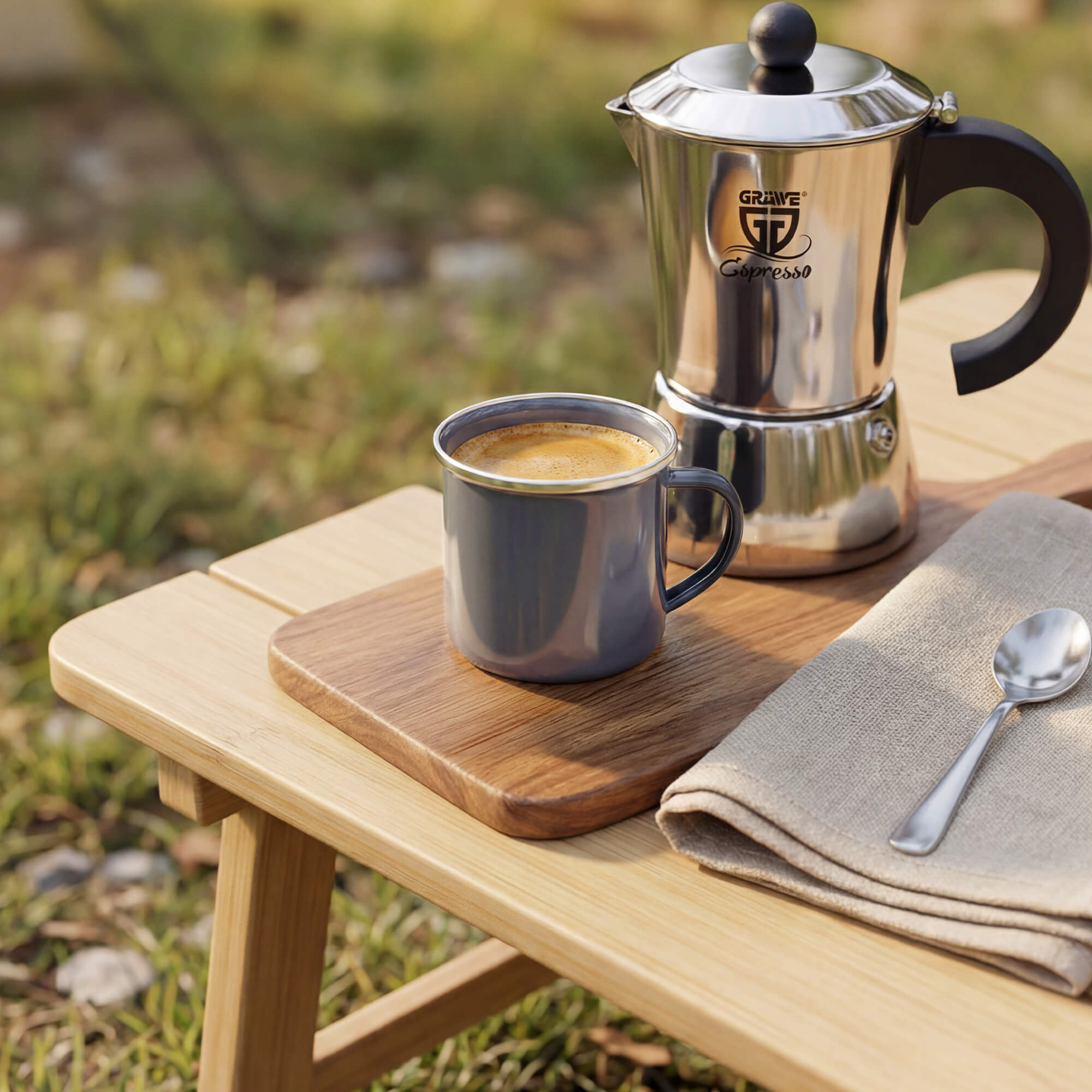 Espressotasse, Serie Emaille Element, 4 Stück, Grau
