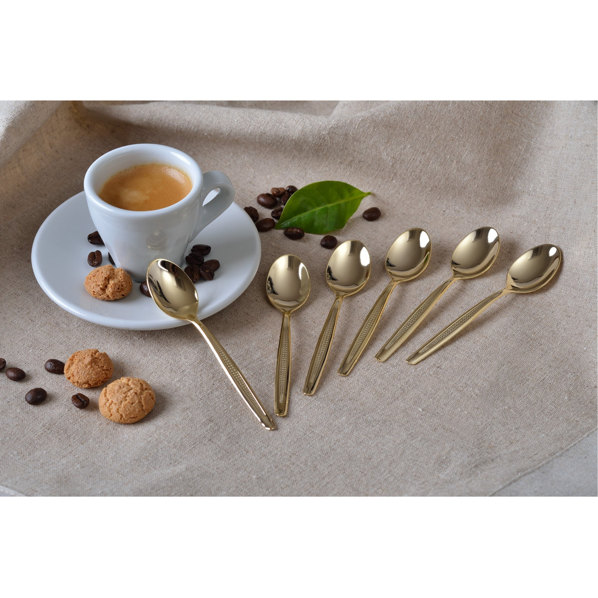 6 Stück Mokka- Espressolöffel Farbe Gold