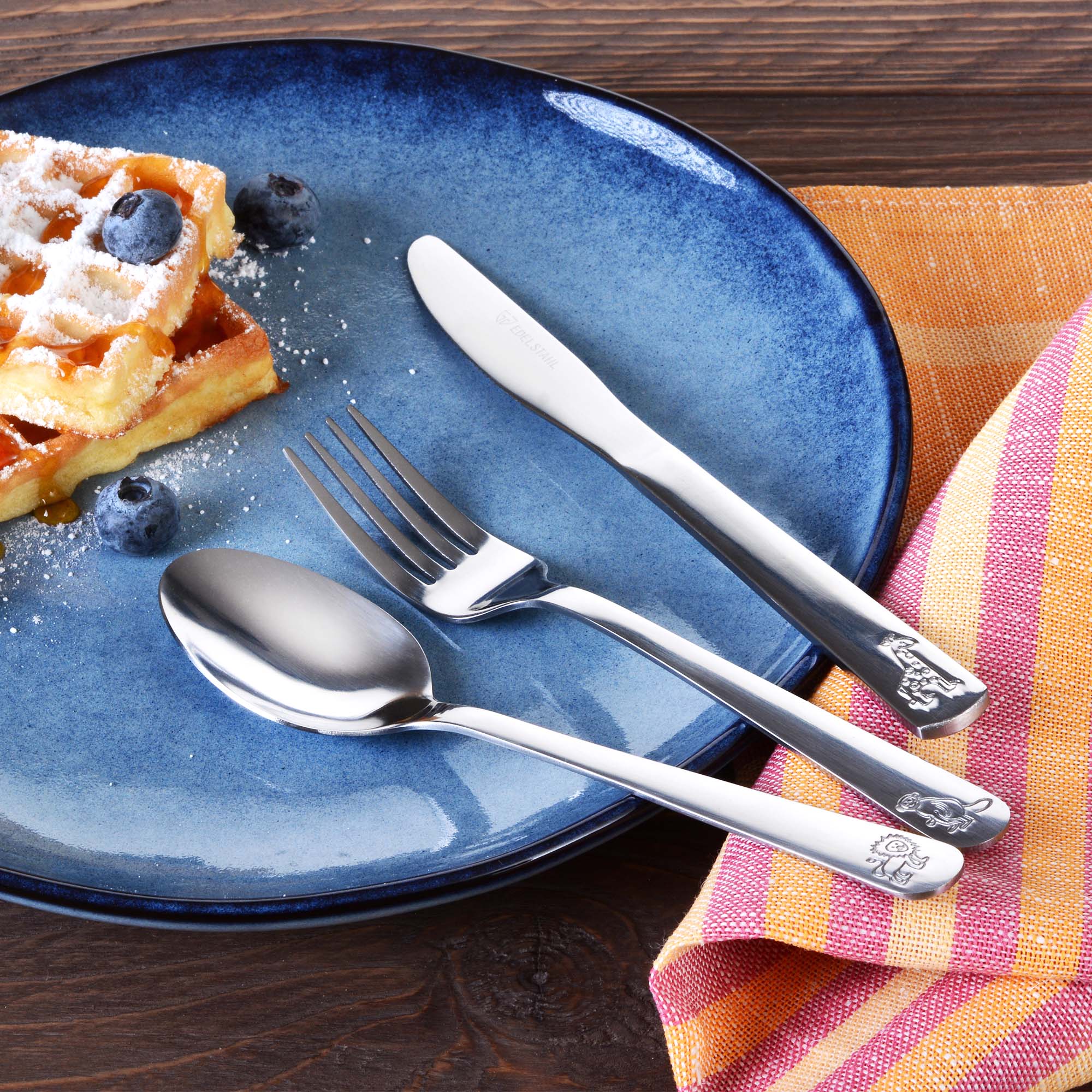Kinderbesteck, 12-teilig, mit Tiermotiven
