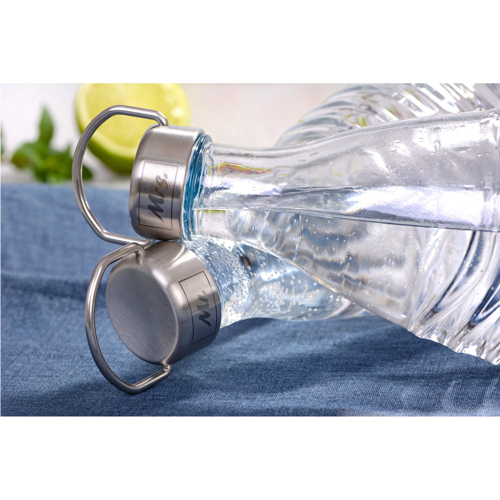 Schraubdeckel Edelstahl, für Sodastream, Mr. und Mrs.