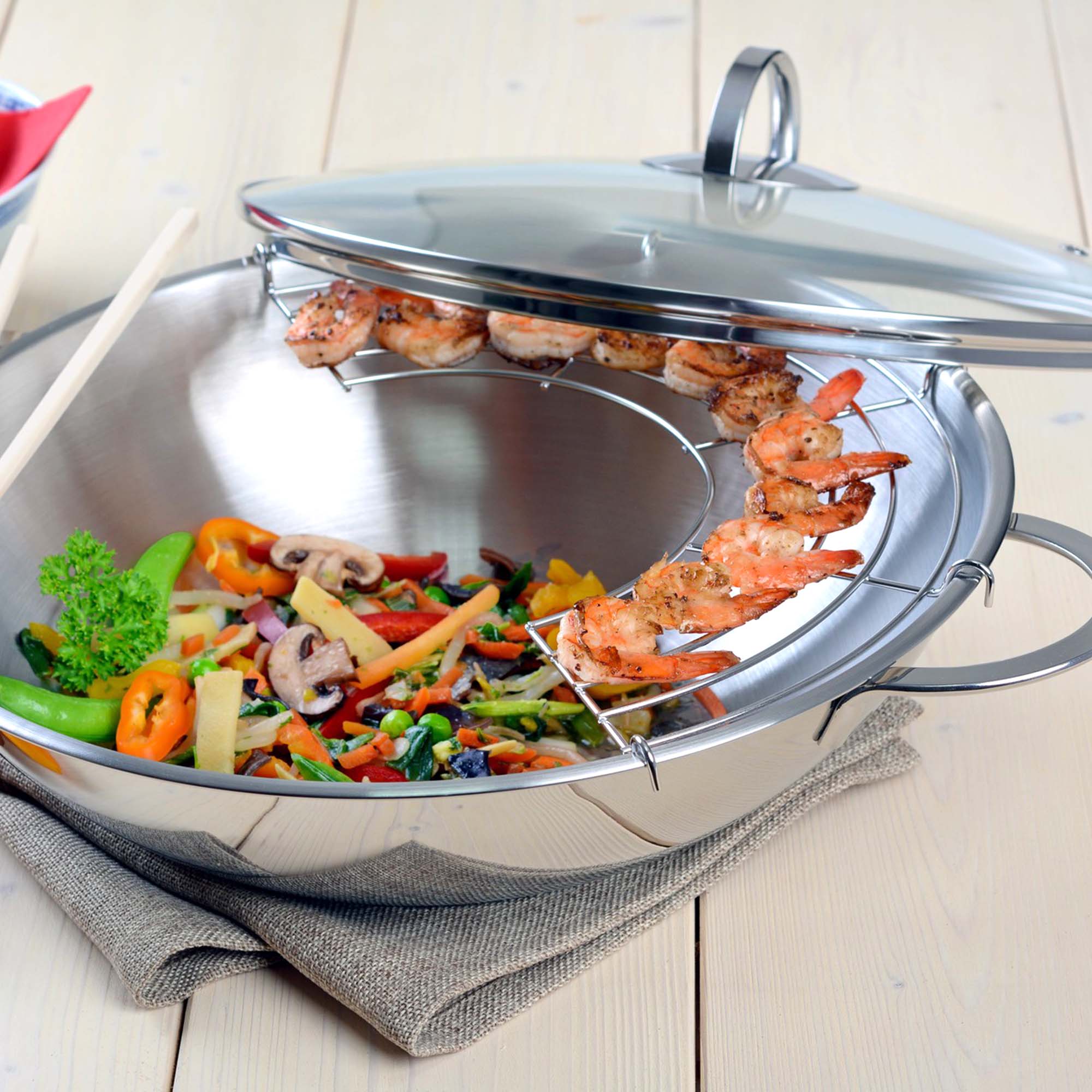 GRÄWE Wok 32 cm Edelstahl