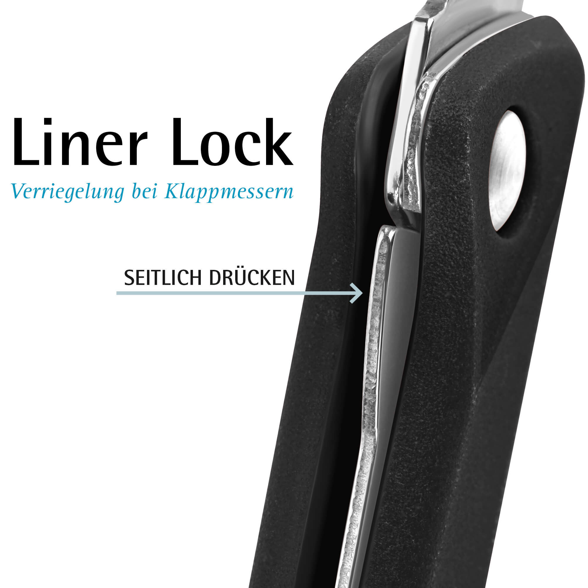 Klappmesser mit Steakklinge, schwarz, mit Etui