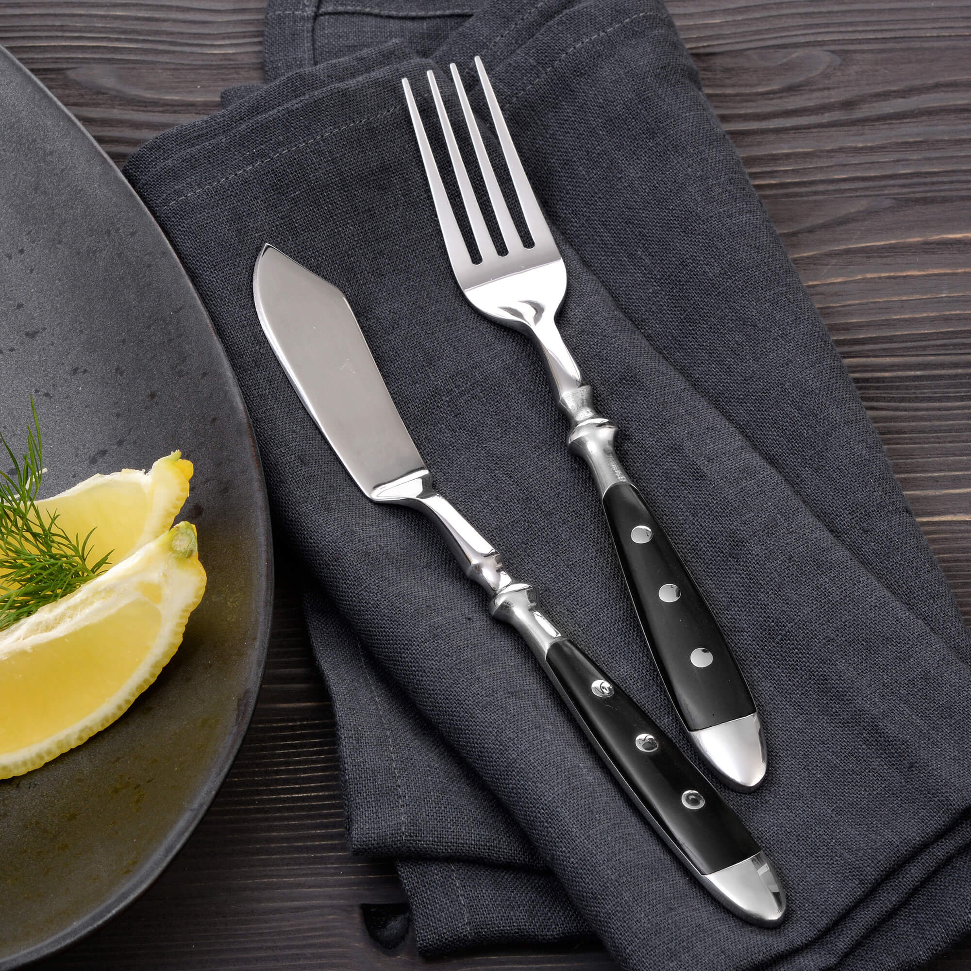 Fischmesser, 6 Stück, Serie Nürnberg, schwarz