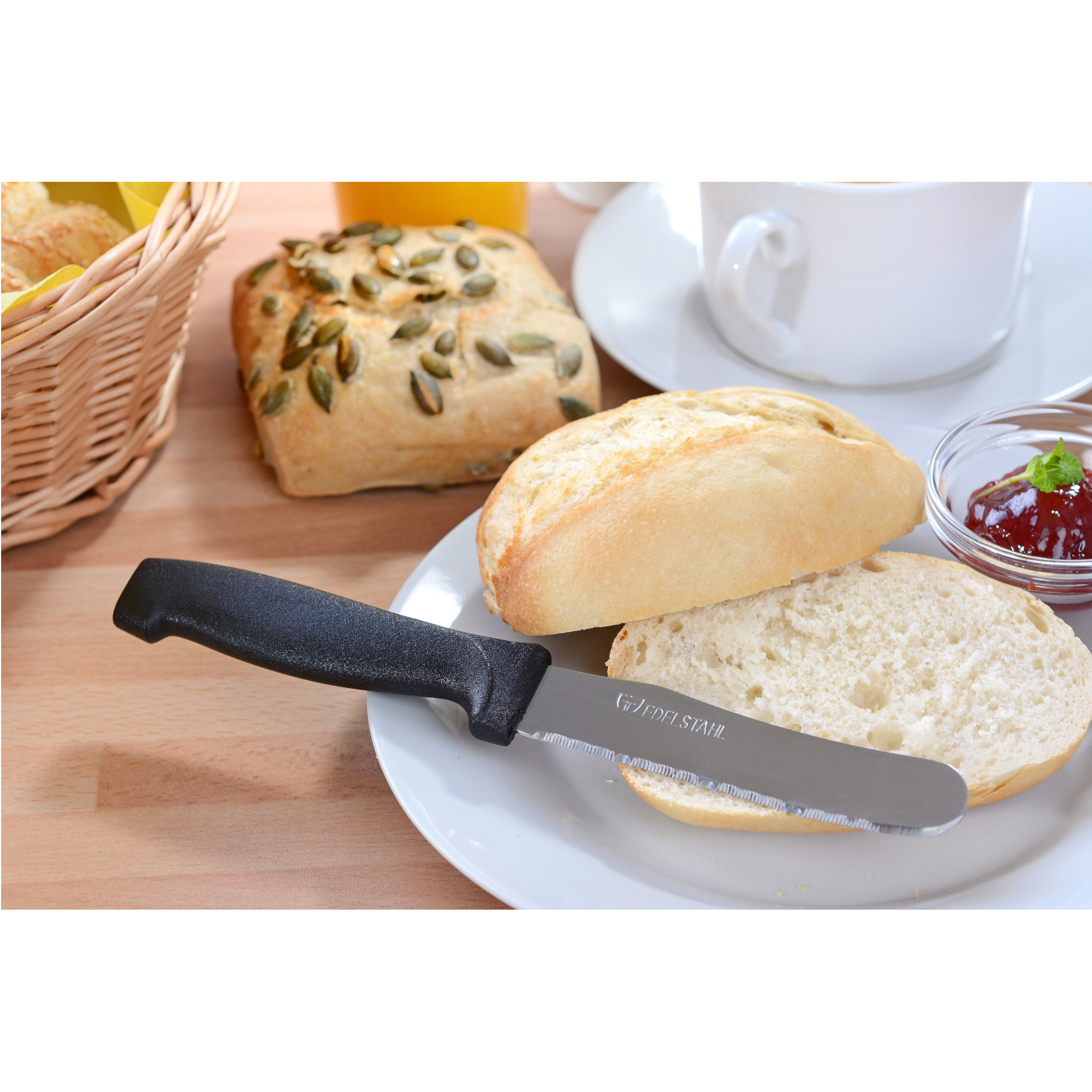 Frühstücks- / Brötchenmesser mit schwarzem Kunststoffgriff