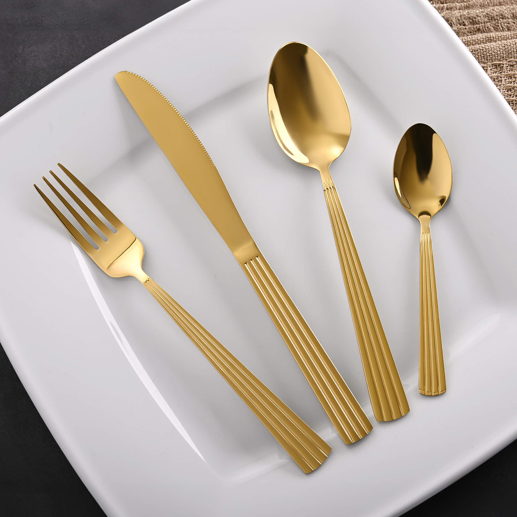 Besteckset Athen, 16-teilig, 4 Personen, gold, Edelstahl