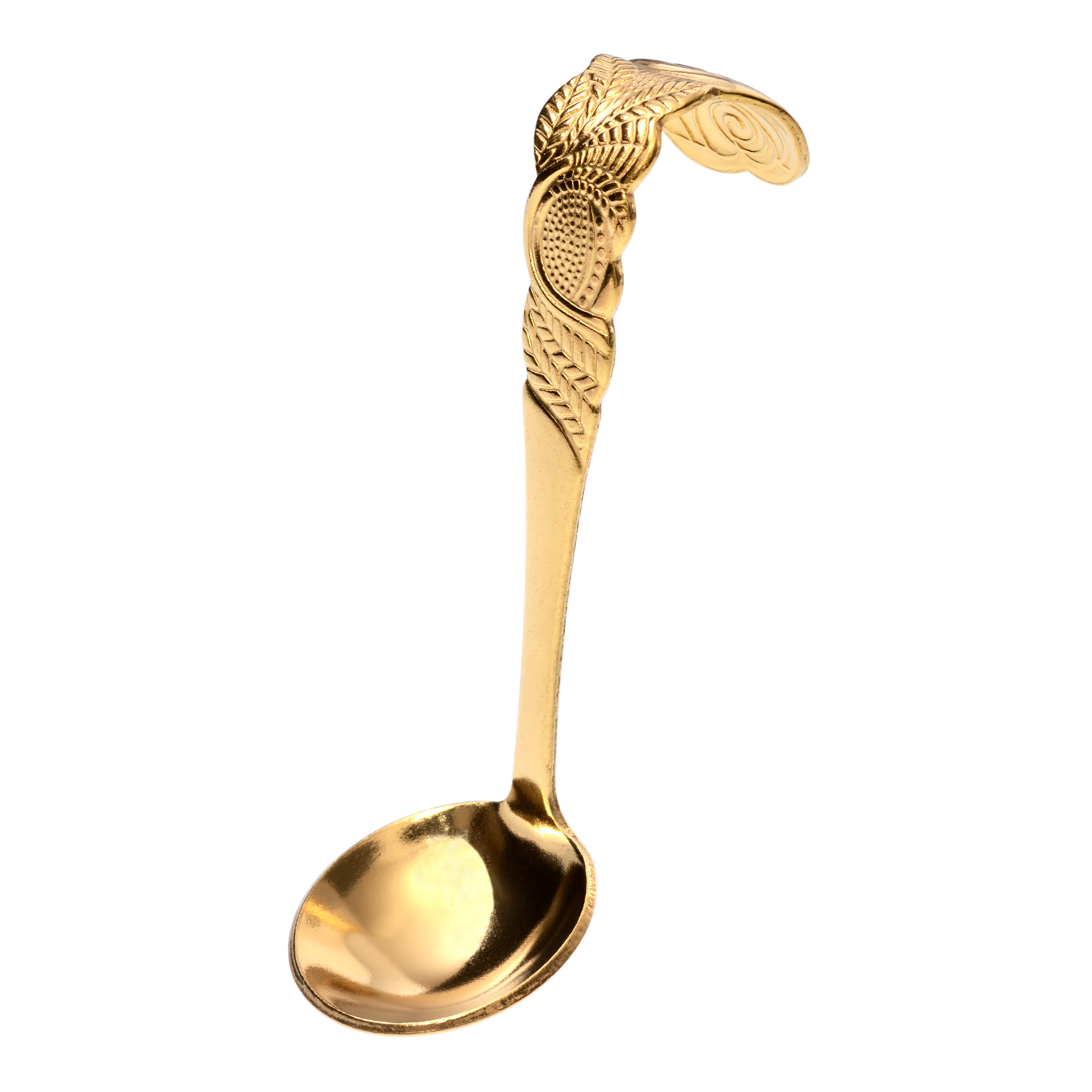 ostfriesischer Sahnelöffel, Edelstahl, Serie Rosendekor, gold